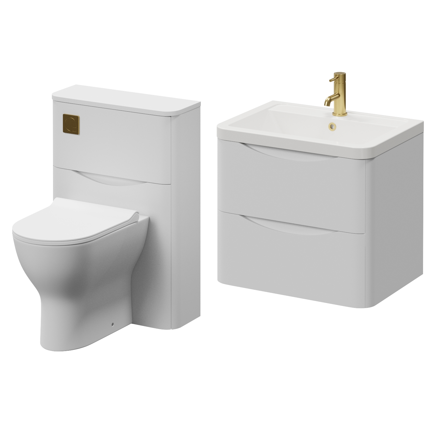 Vela 450 Wall Mounted 2 Drawer Vanity Unit and Toilet Suite with Leni Basin