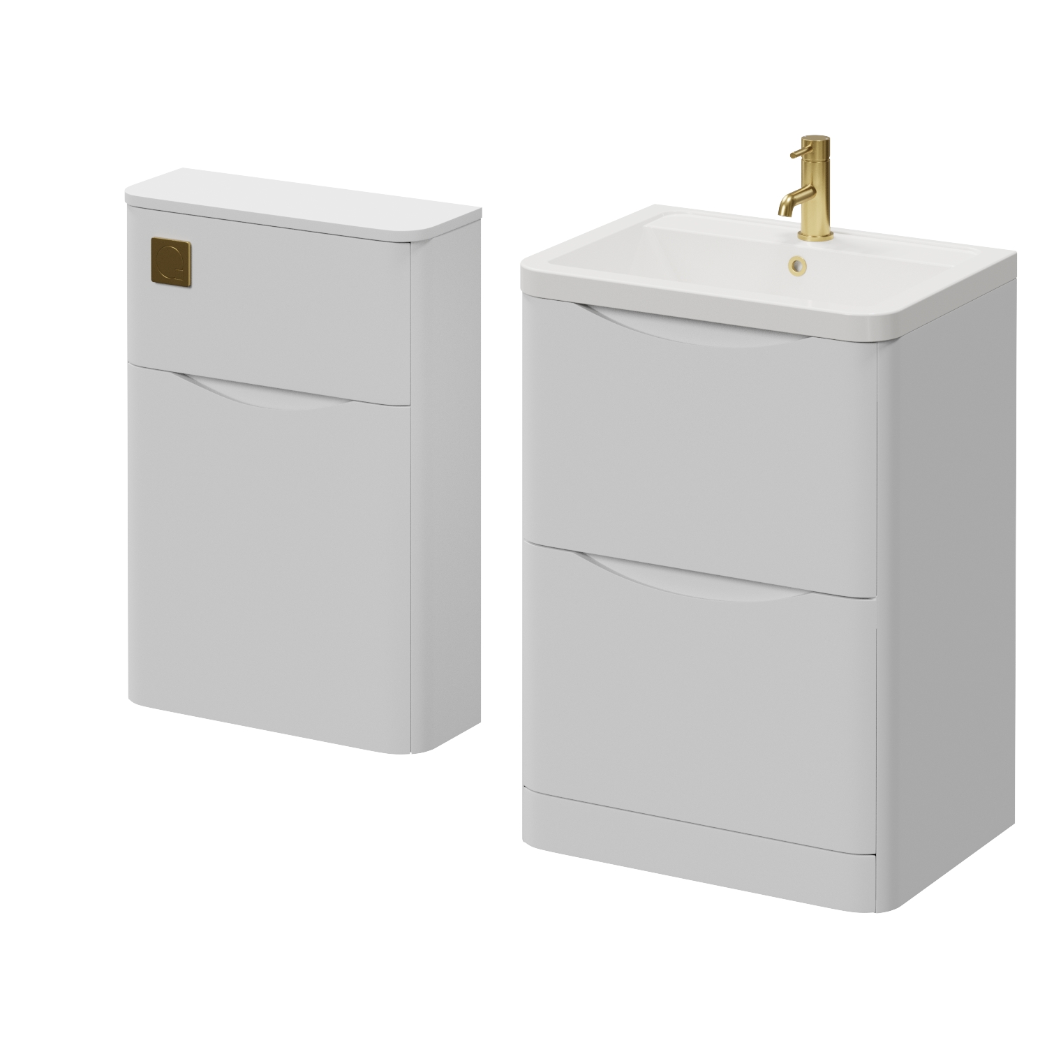 Vela 450 2 Drawer Vanity Unit and Toilet Suite with Leni Basin
