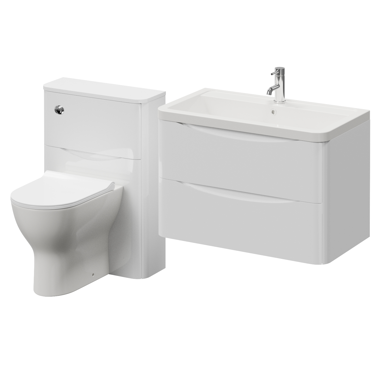 Vela 450 Wall Mounted 2 Drawer Vanity Unit and Toilet Suite with Leni Basin