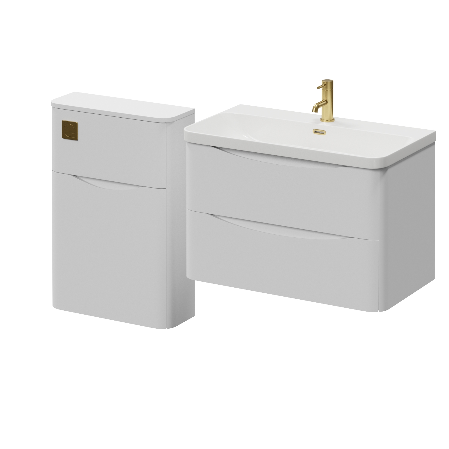 Vela 460 Wall Mounted 2 Drawer Vanity Unit and Toilet Suite with Fina Basin