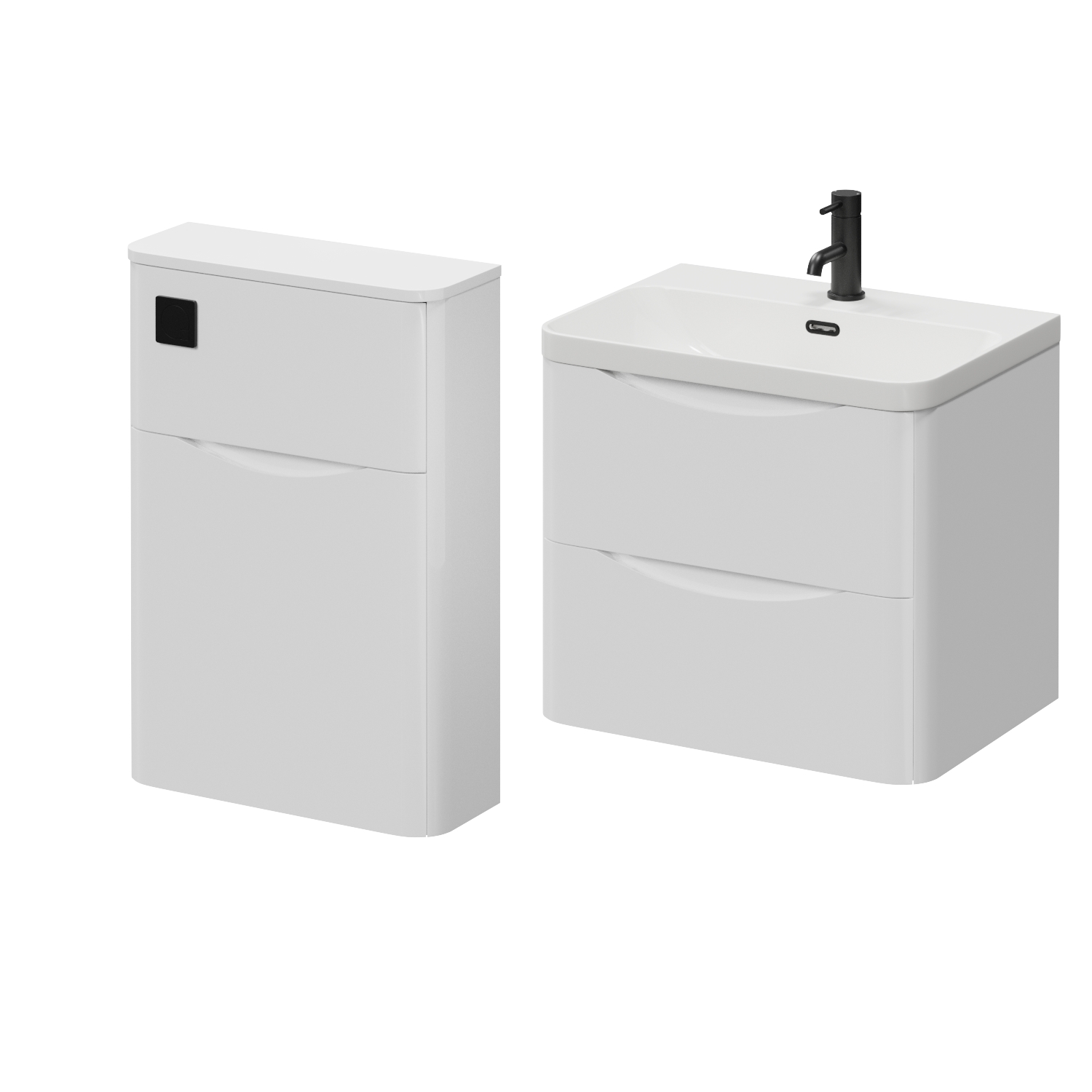 Vela 460 Wall Mounted 2 Drawer Vanity Unit and Toilet Suite with Fina Basin