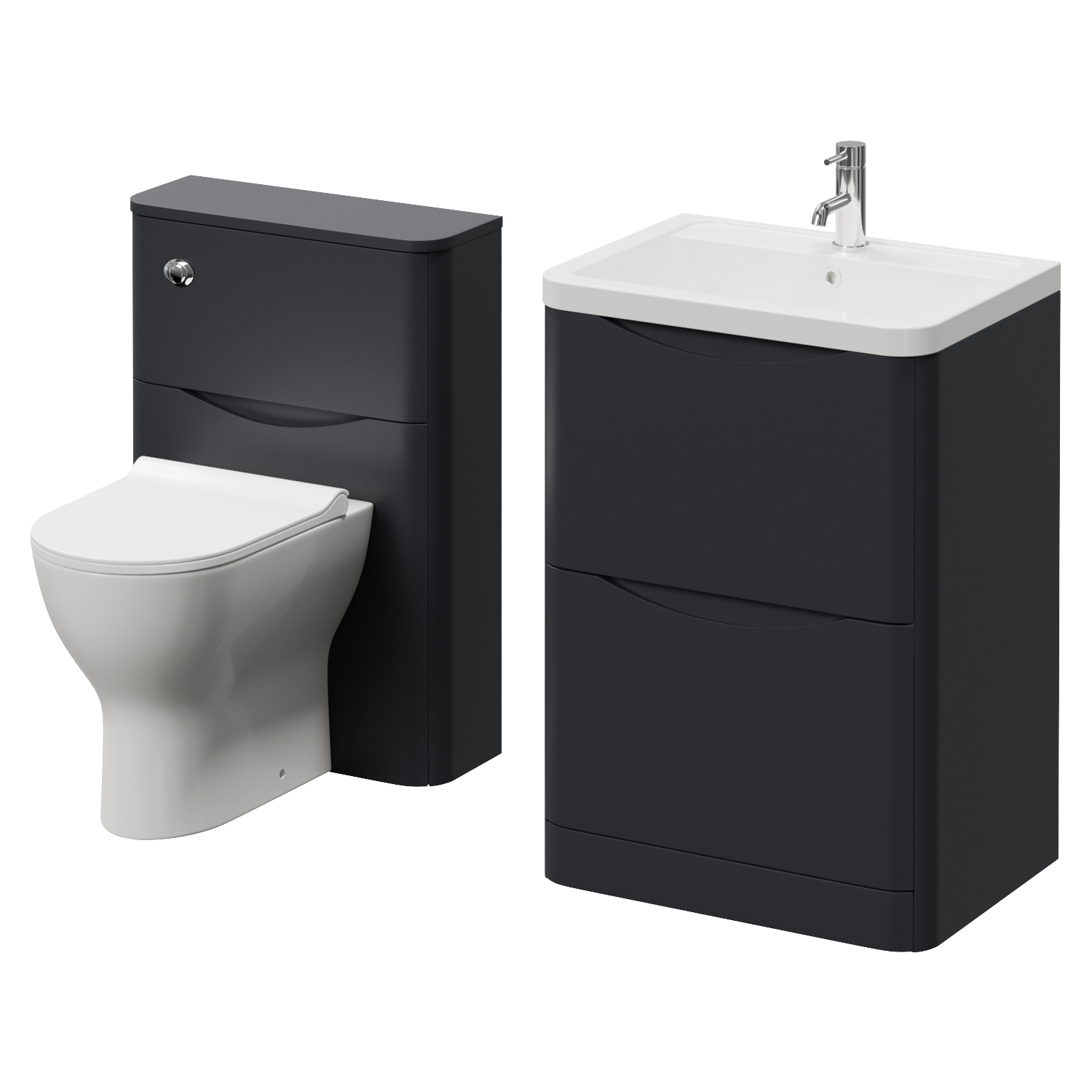 Vela 450 2 Drawer Vanity Unit and Toilet Suite with Leni Basin