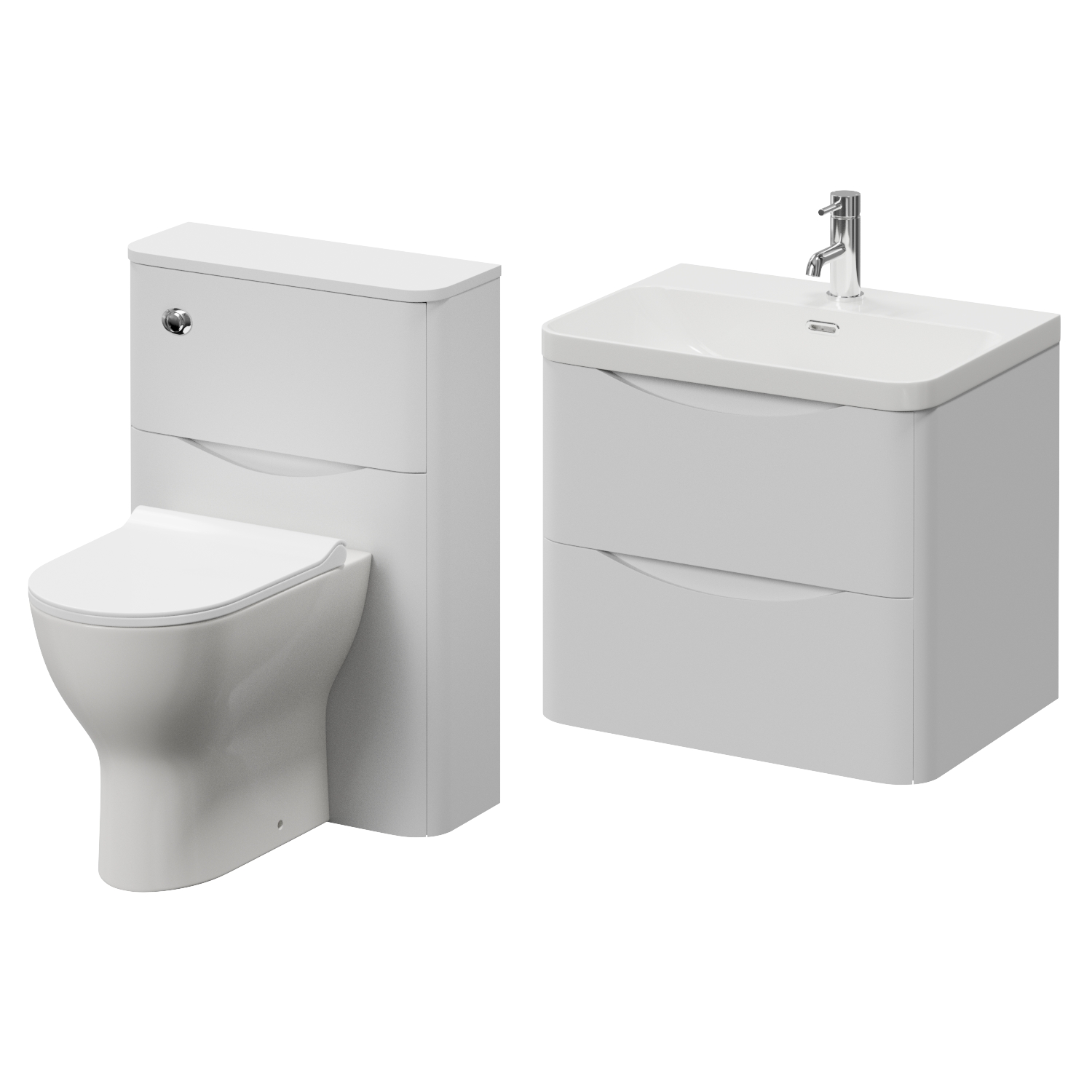 Vela 460 Wall Mounted 2 Drawer Vanity Unit and Toilet Suite with Fina Basin