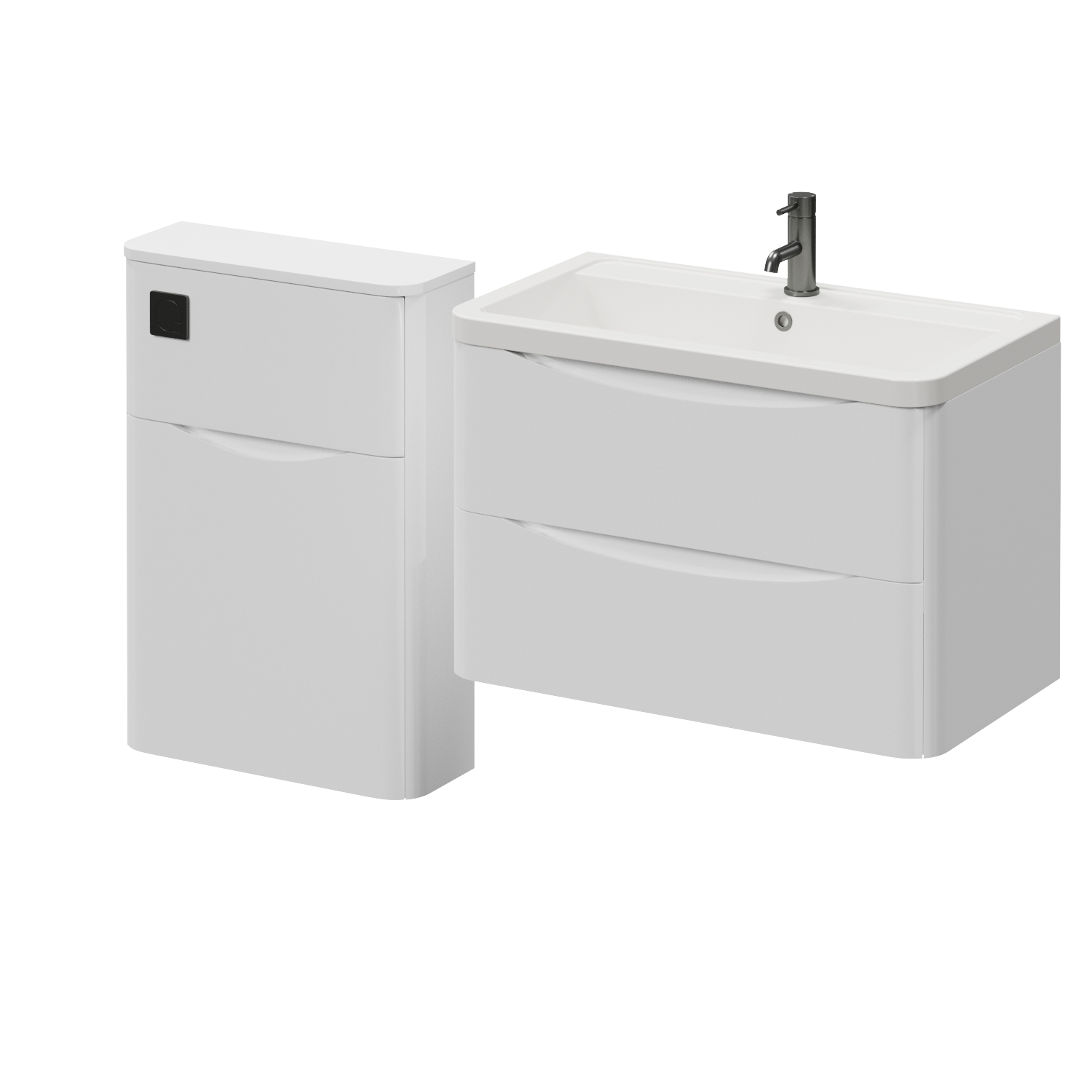 Vela 450 Wall Mounted 2 Drawer Vanity Unit and Toilet Suite with Leni Basin