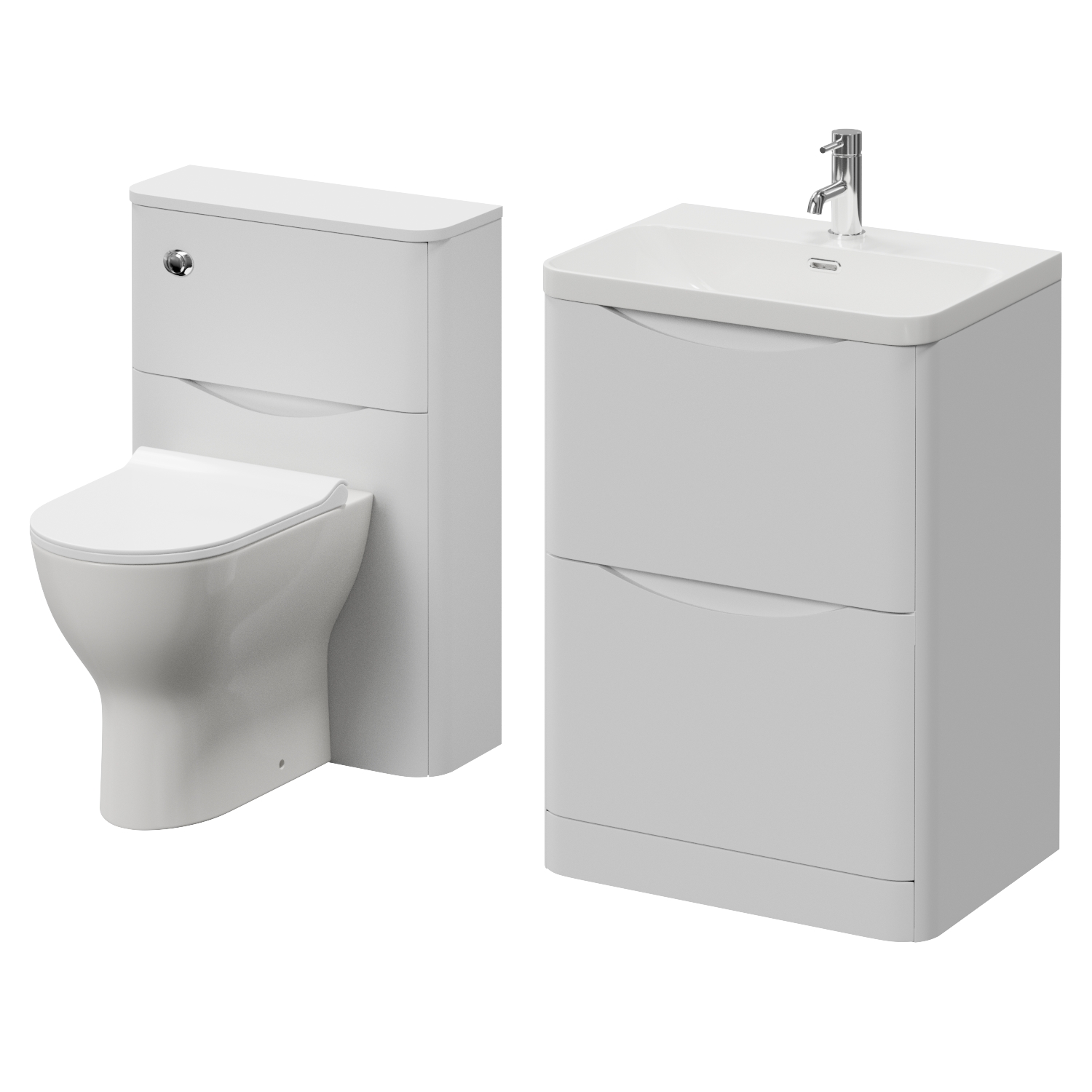 Vela 460 2 Drawer Vanity Unit and Toilet Suite with Fina Basin