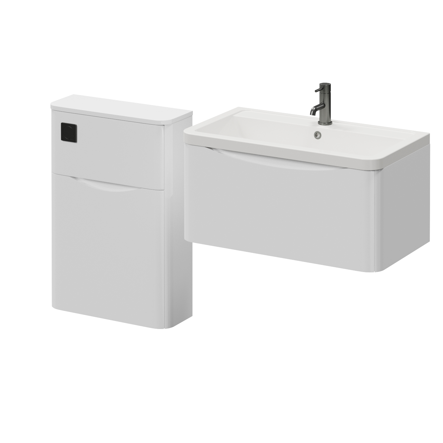 Vela 460 Wall Mounted Single Drawer Vanity Unit and Toilet Suite with Anya Basin