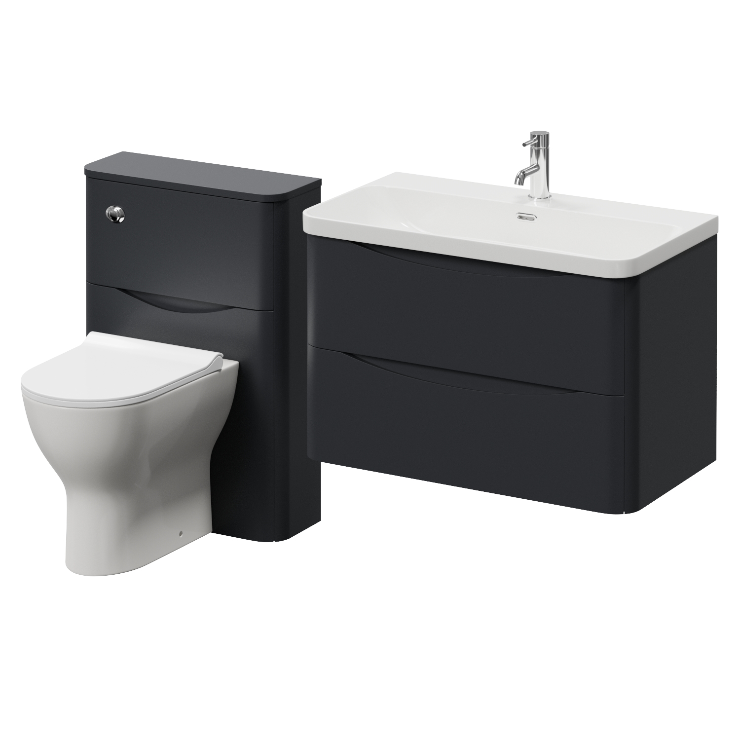 Vela 460 Wall Mounted 2 Drawer Vanity Unit and Toilet Suite with Fina Basin