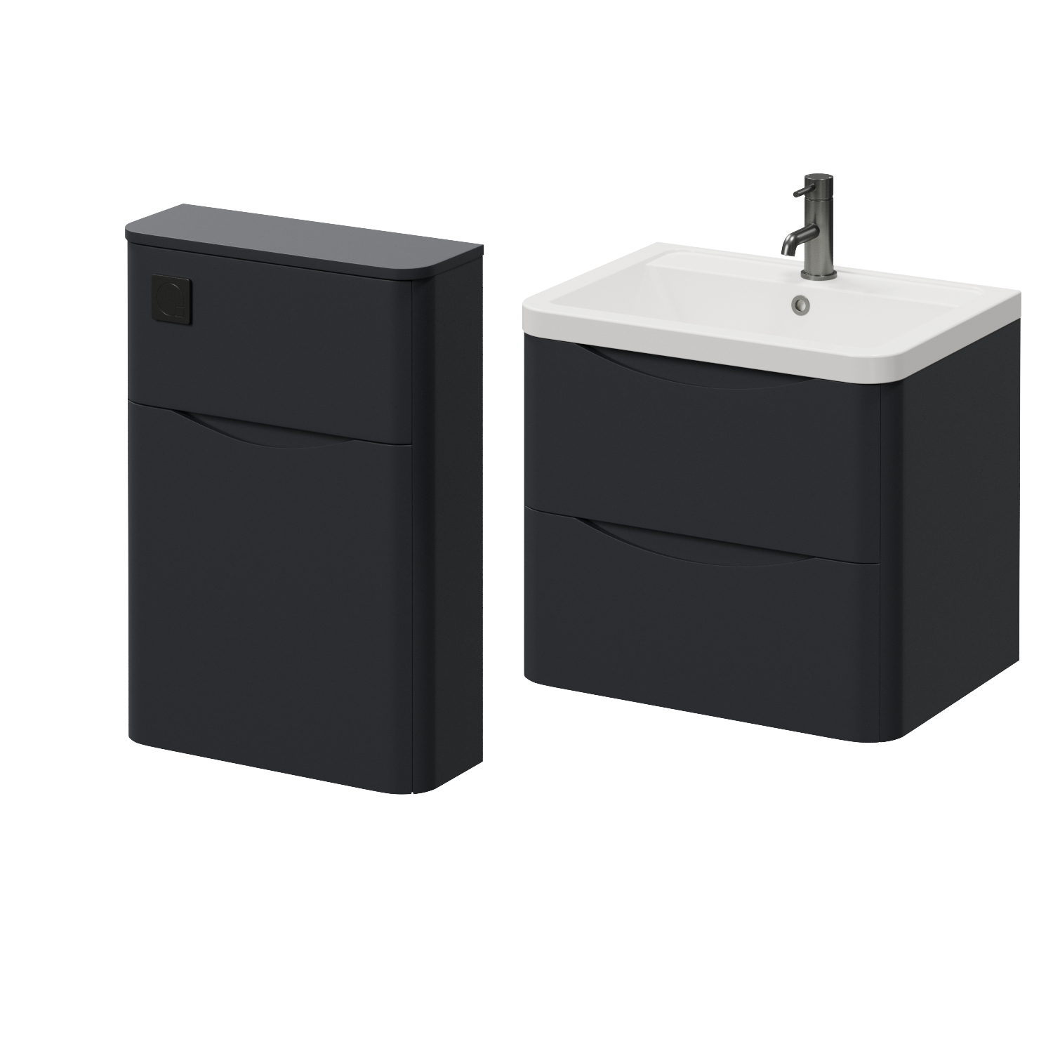 Vela 450 Wall Mounted 2 Drawer Vanity Unit and Toilet Suite with Leni Basin