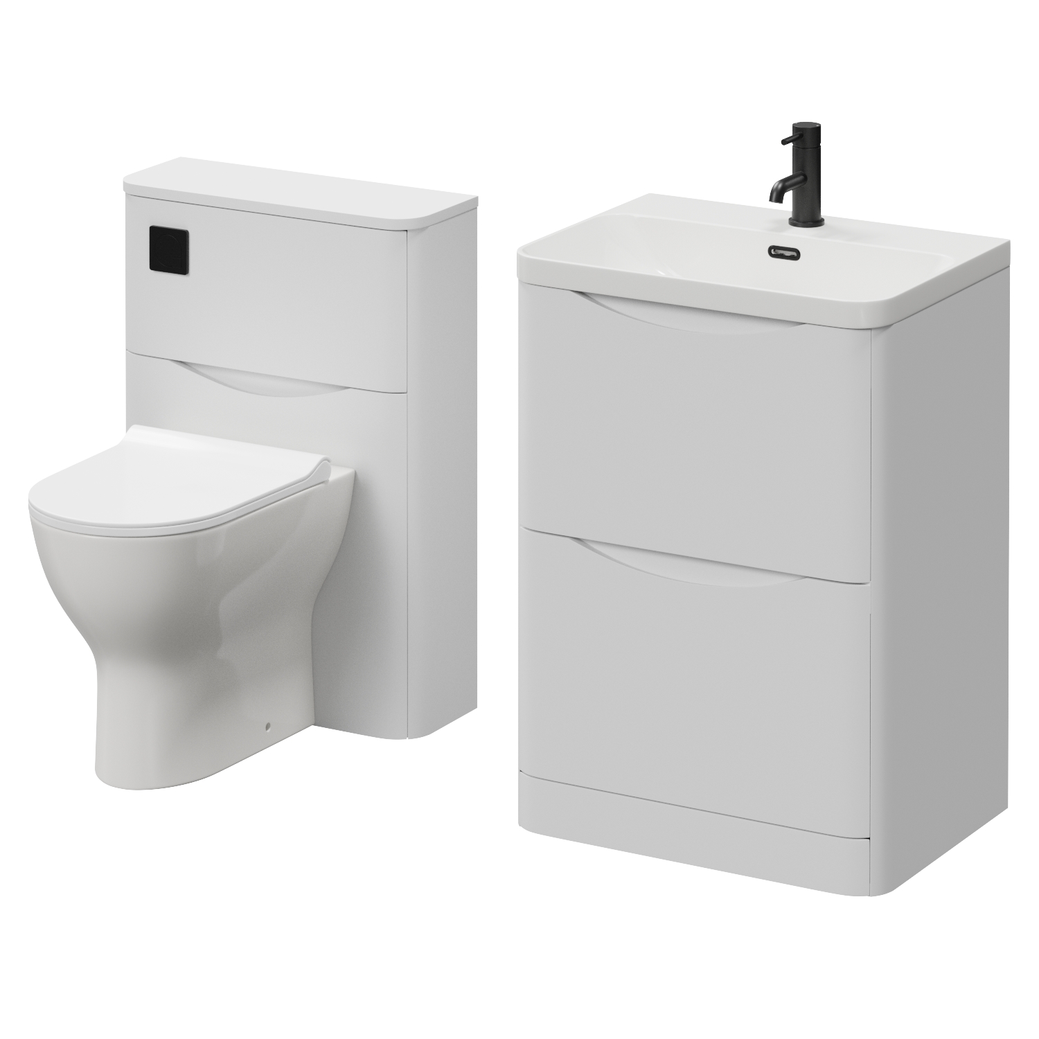Vela 460 2 Drawer Vanity Unit and Toilet Suite with Fina Basin