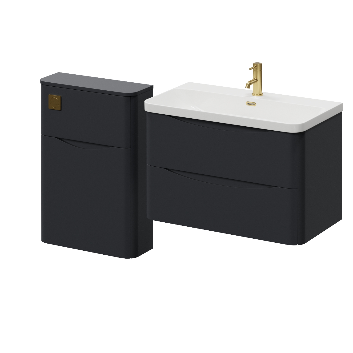 Vela 460 Wall Mounted 2 Drawer Vanity Unit and Toilet Suite with Fina Basin
