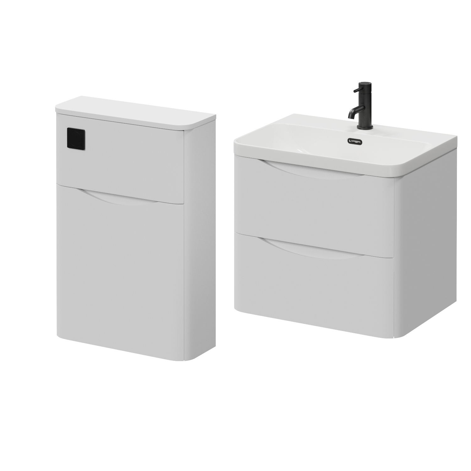 Vela 460 Wall Mounted 2 Drawer Vanity Unit and Toilet Suite with Fina Basin