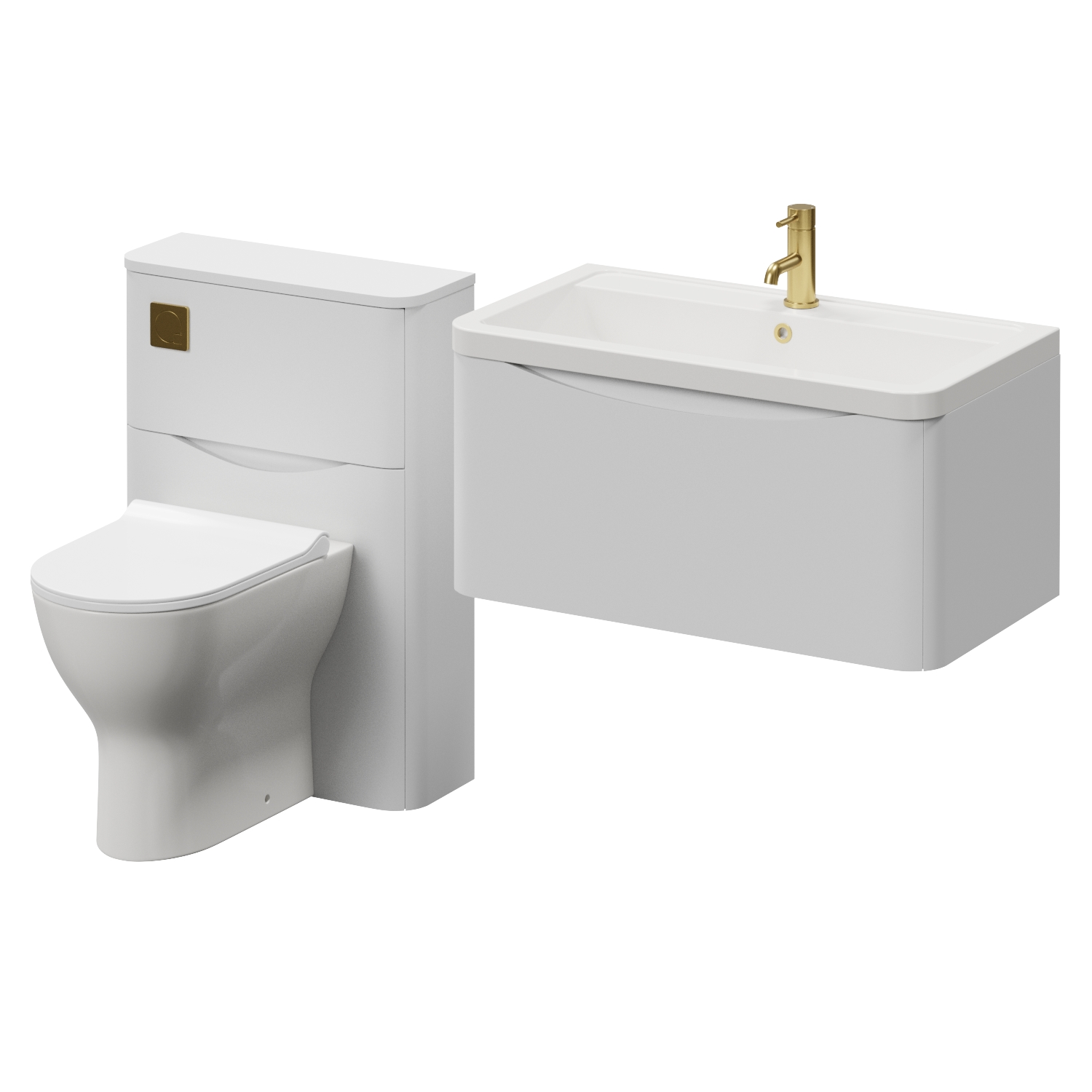 Vela 460 Wall Mounted Single Drawer Vanity Unit and Toilet Suite with Anya Basin