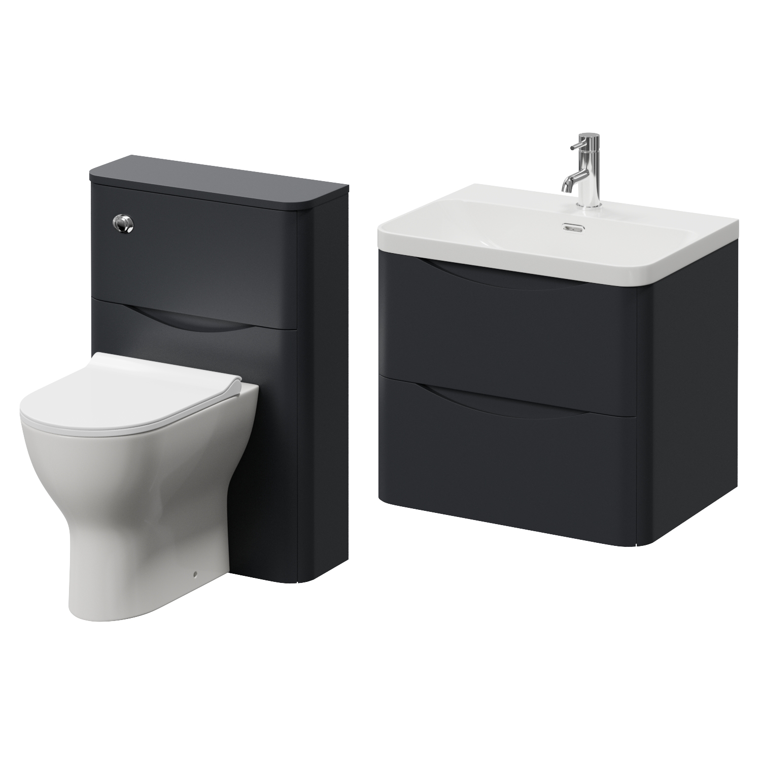 Vela 460 Wall Mounted 2 Drawer Vanity Unit and Toilet Suite with Fina Basin