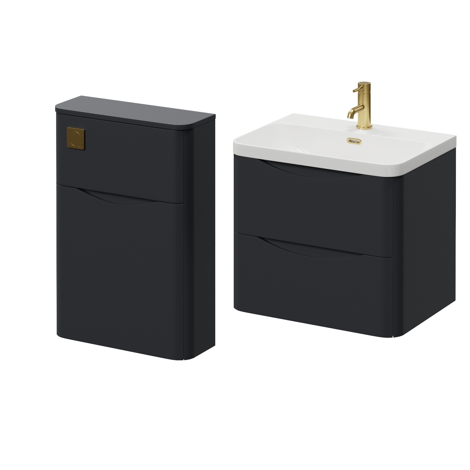 Vela 460 Wall Mounted 2 Drawer Vanity Unit and Toilet Suite with Fina Basin