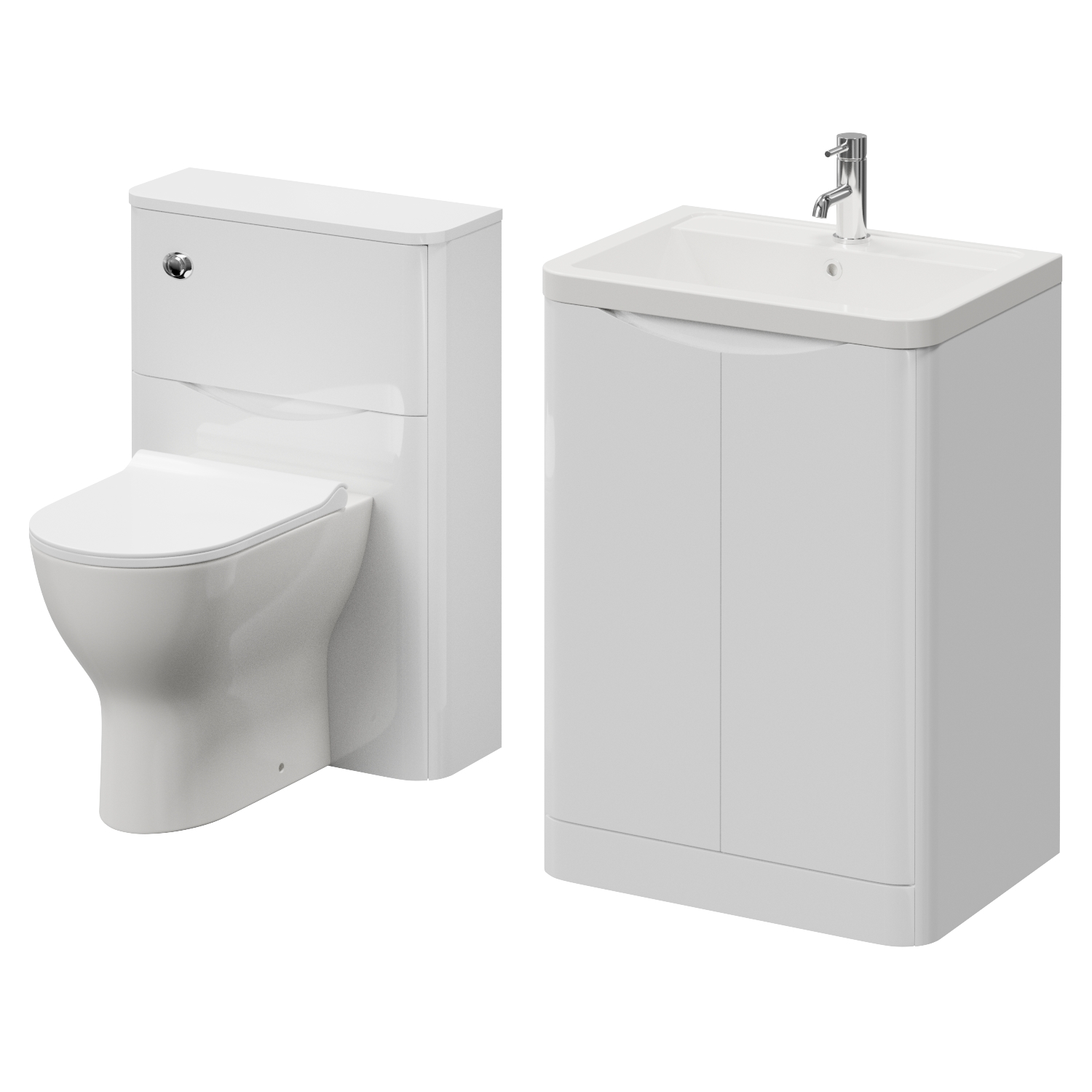 Vela 450 2 Door Vanity Unit and Toilet Suite with Leni Basin