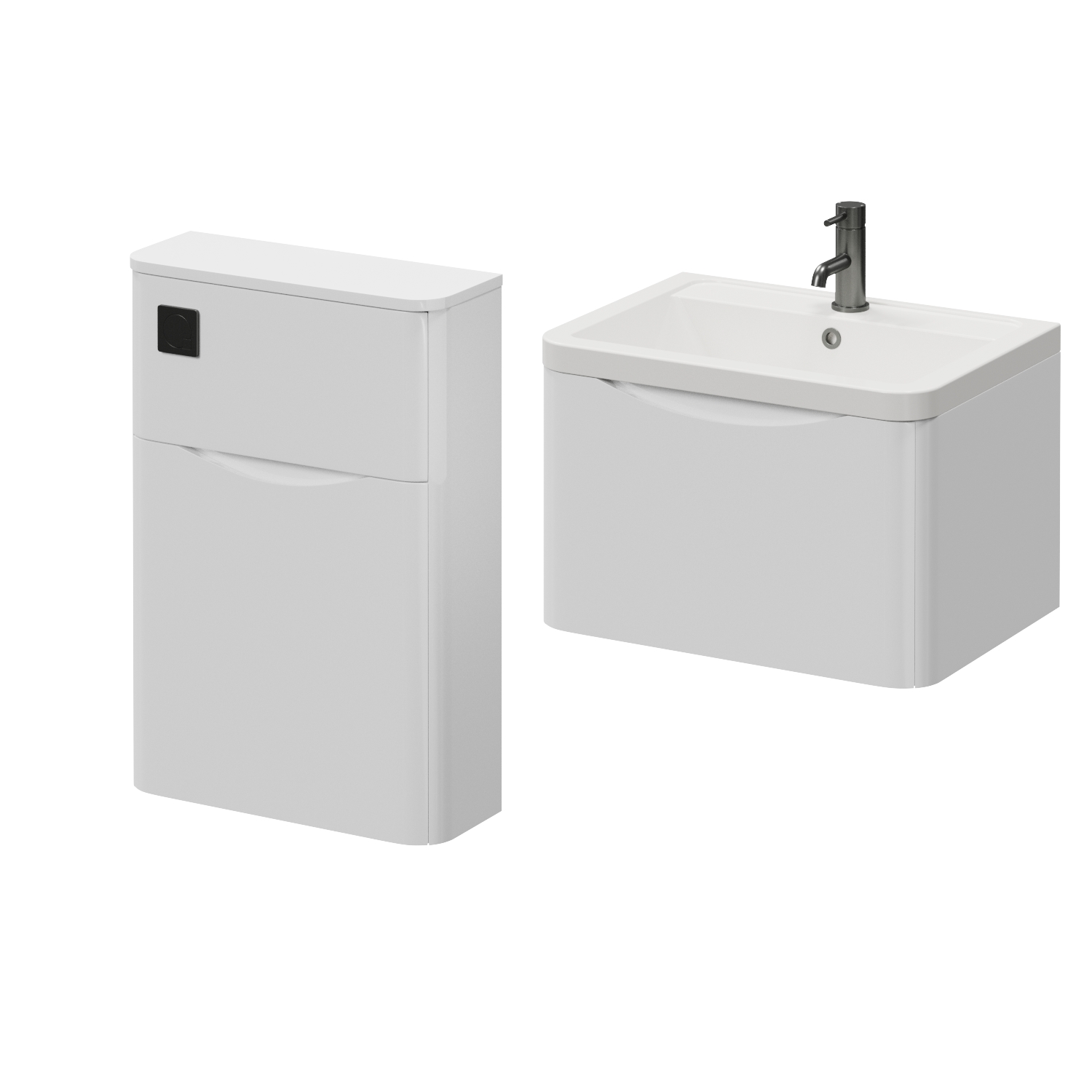 Vela 450 Wall Mounted Single Drawer Vanity Unit and Toilet Suite with Leni Basin