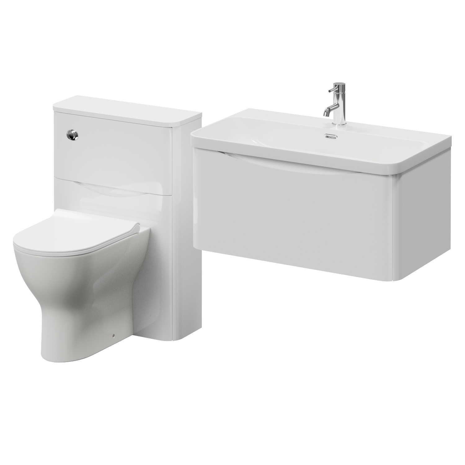 Vela 460 Wall Mounted Single Drawer Vanity Unit and Toilet Suite with Fina Basin