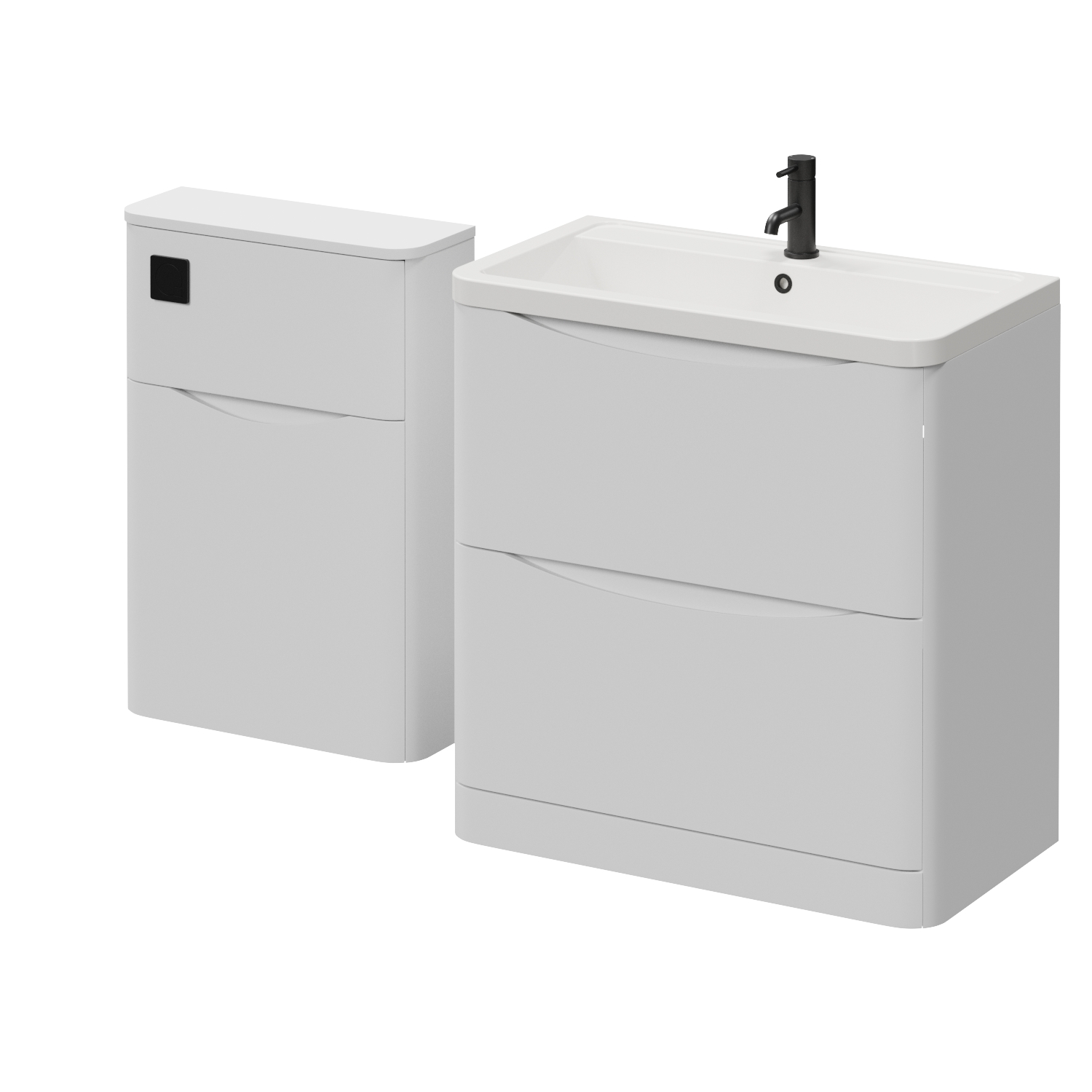 Vela 450 2 Drawer Vanity Unit and Toilet Suite with Leni Basin