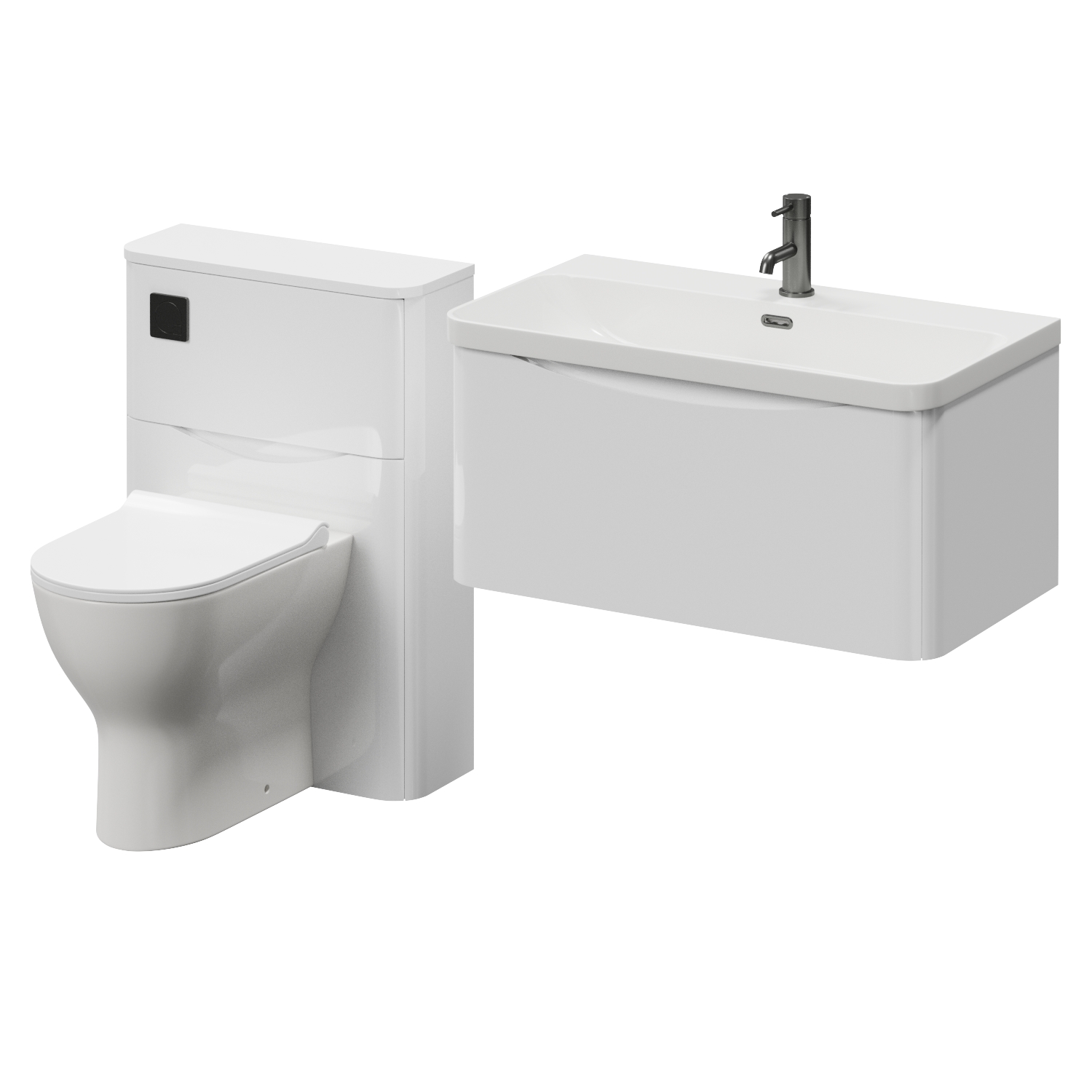 Vela 460 Wall Mounted Single Drawer Vanity Unit and Toilet Suite with Fina Basin