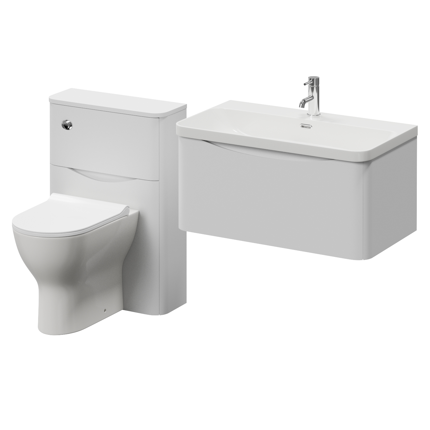 Vela 460 Wall Mounted Single Drawer Vanity Unit and Toilet Suite with Fina Basin