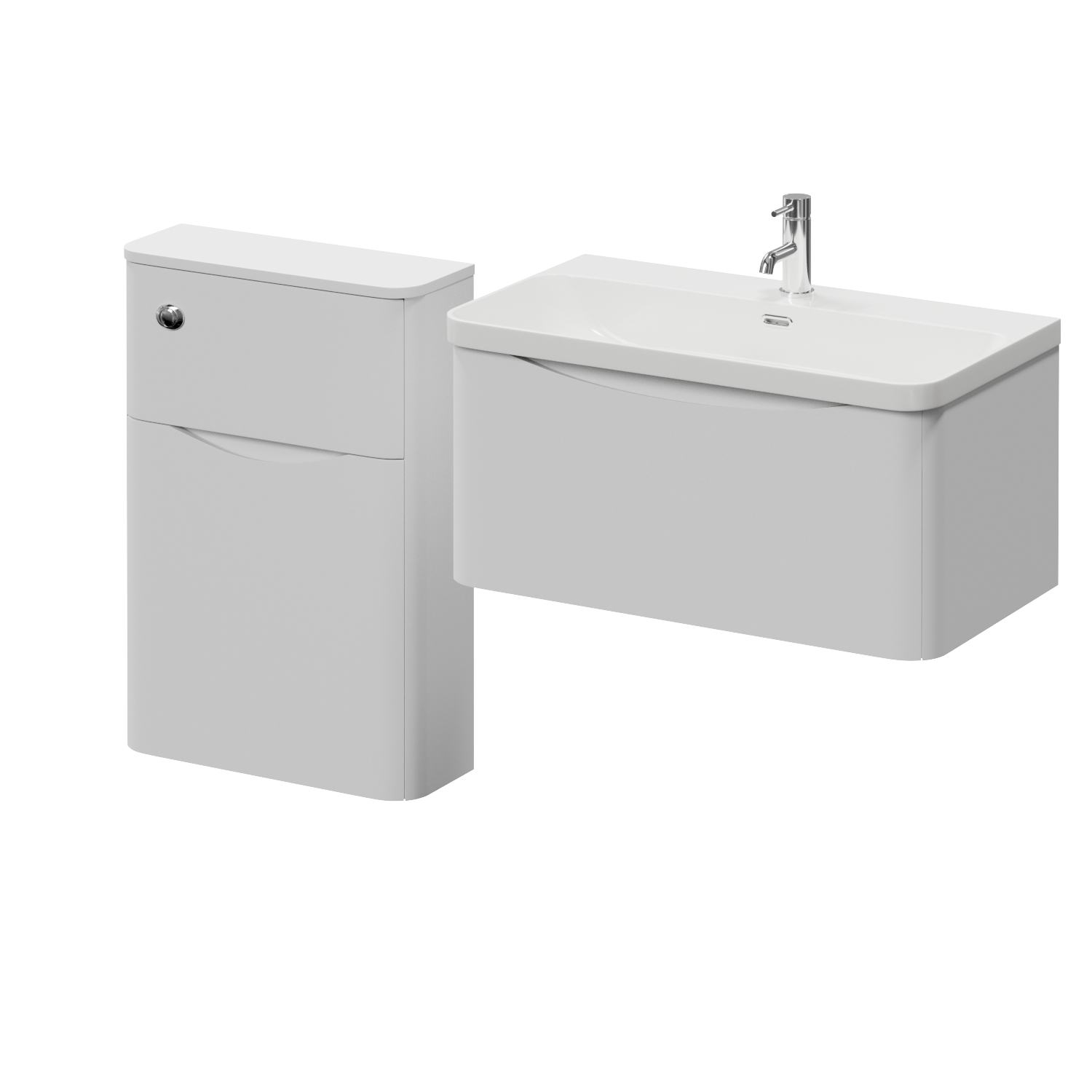 Vela 460 Wall Mounted Single Drawer Vanity Unit and Toilet Suite with Fina Basin