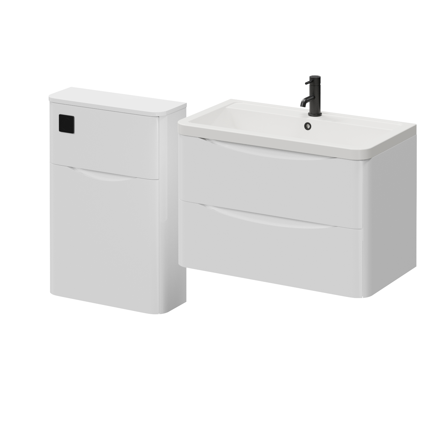 Vela 460 Wall Mounted 2 Drawer Vanity Unit and Toilet Suite with Anya Basin