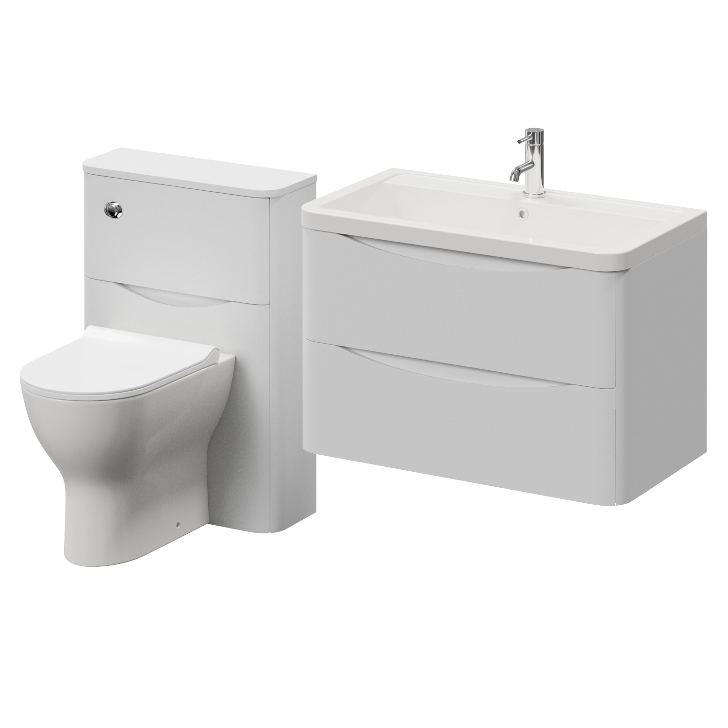 Vela 460 Wall Mounted 2 Drawer Vanity Unit and Toilet Suite with Anya Basin