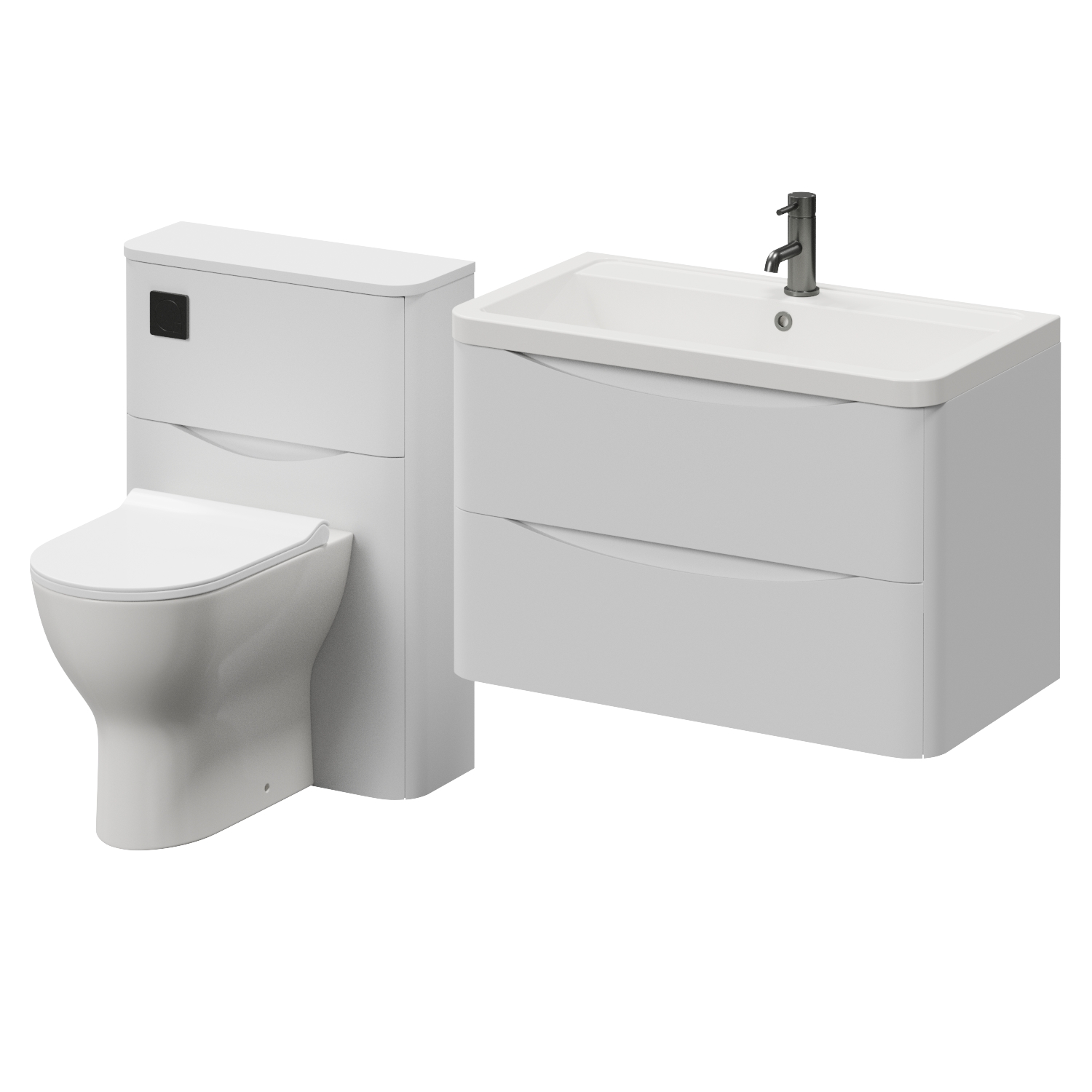 Vela 460 Wall Mounted 2 Drawer Vanity Unit and Toilet Suite with Anya Basin