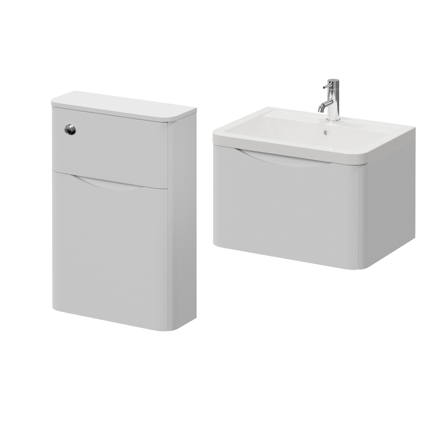 Vela 460 Wall Mounted Single Drawer Vanity Unit and Toilet Suite with Anya Basin