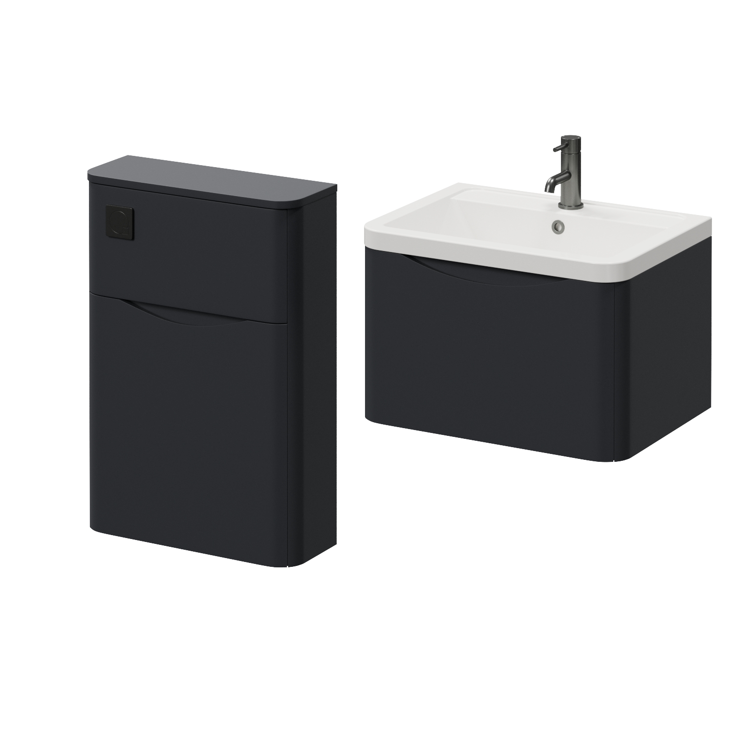 Vela 460 Wall Mounted Single Drawer Vanity Unit and Toilet Suite with Anya Basin