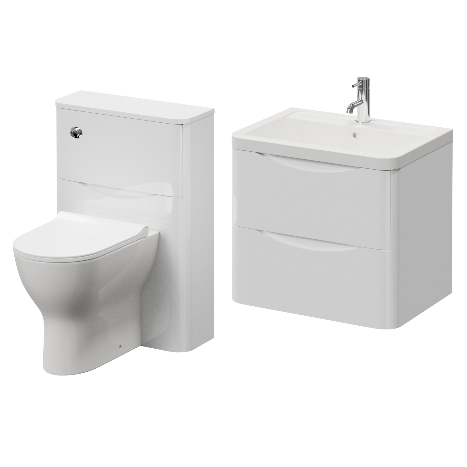 Vela 460 Wall Mounted 2 Drawer Vanity Unit and Toilet Suite with Anya Basin