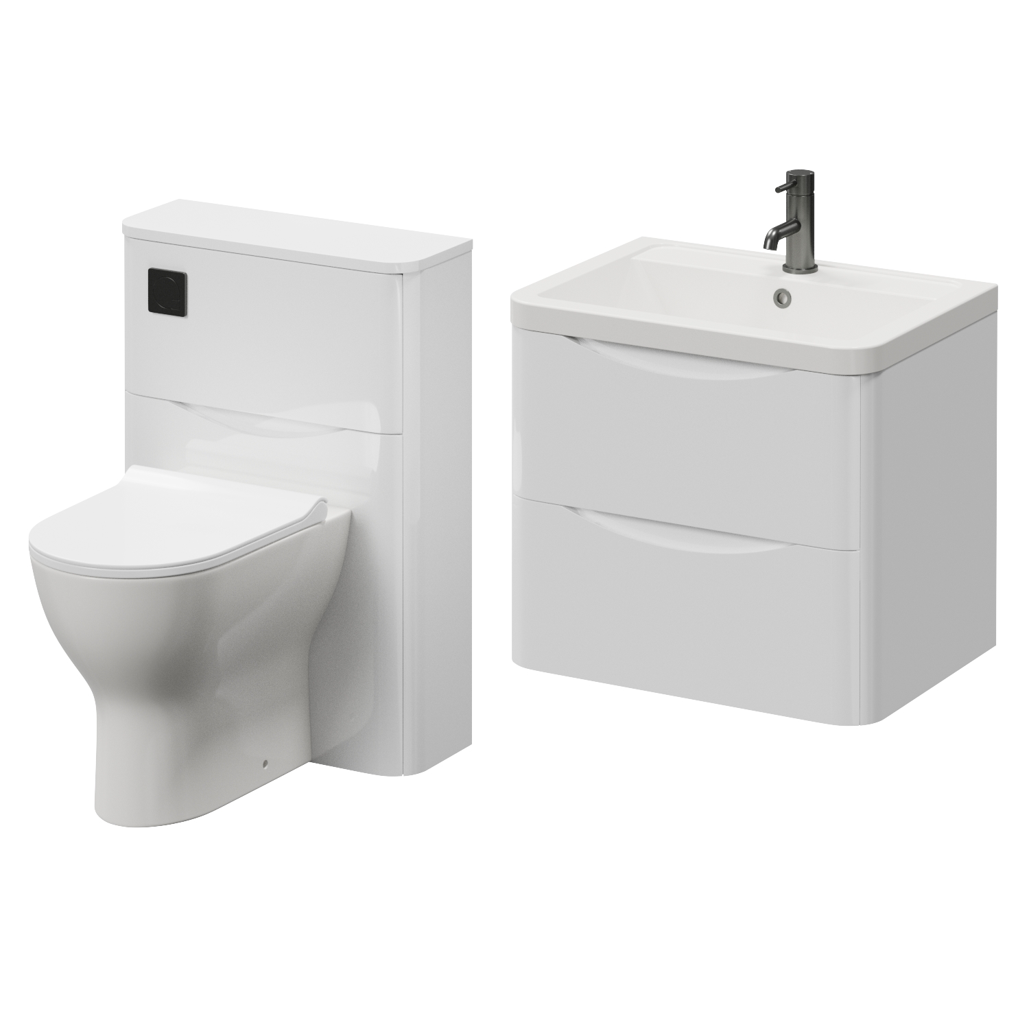 Vela 460 Wall Mounted 2 Drawer Vanity Unit and Toilet Suite with Anya Basin