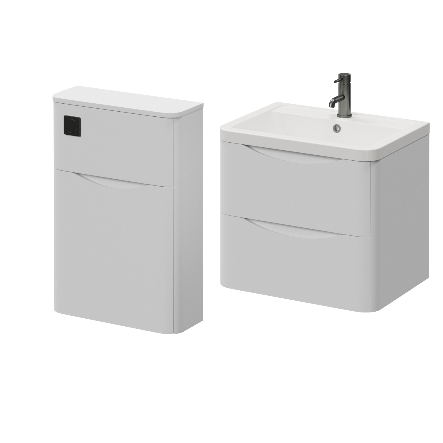 Vela 460 Wall Mounted 2 Drawer Vanity Unit and Toilet Suite with Anya Basin