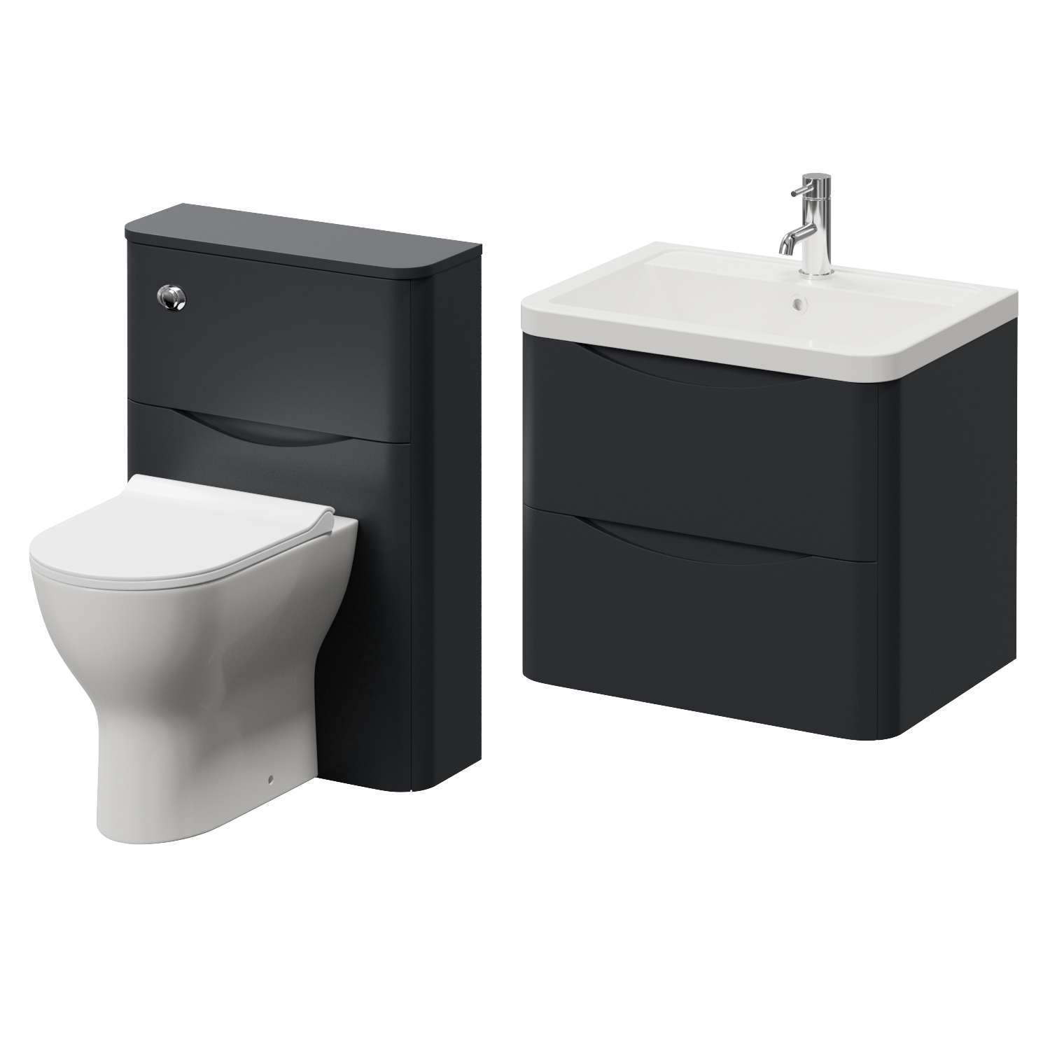 Vela 460 Wall Mounted 2 Drawer Vanity Unit and Toilet Suite with Anya Basin