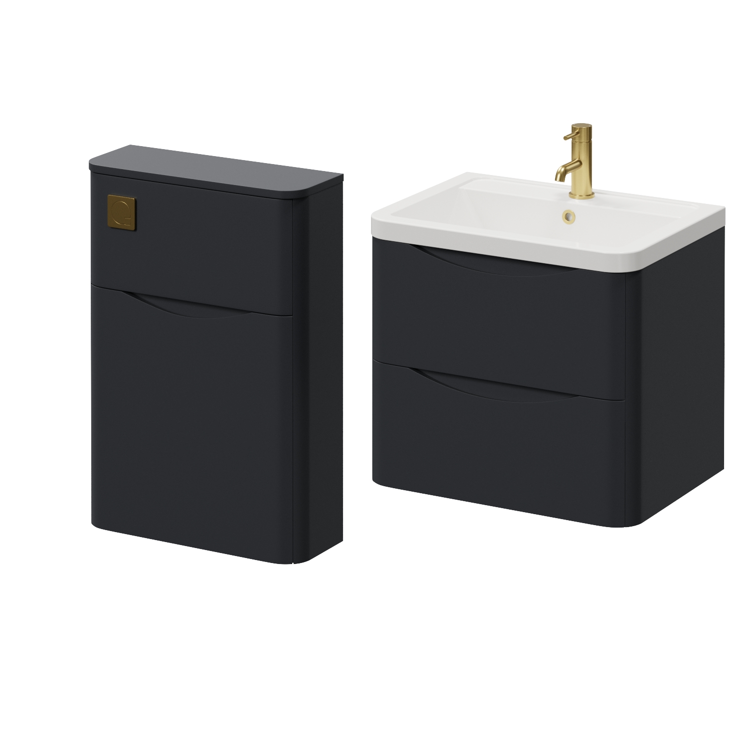 Vela 460 Wall Mounted 2 Drawer Vanity Unit and Toilet Suite with Anya Basin