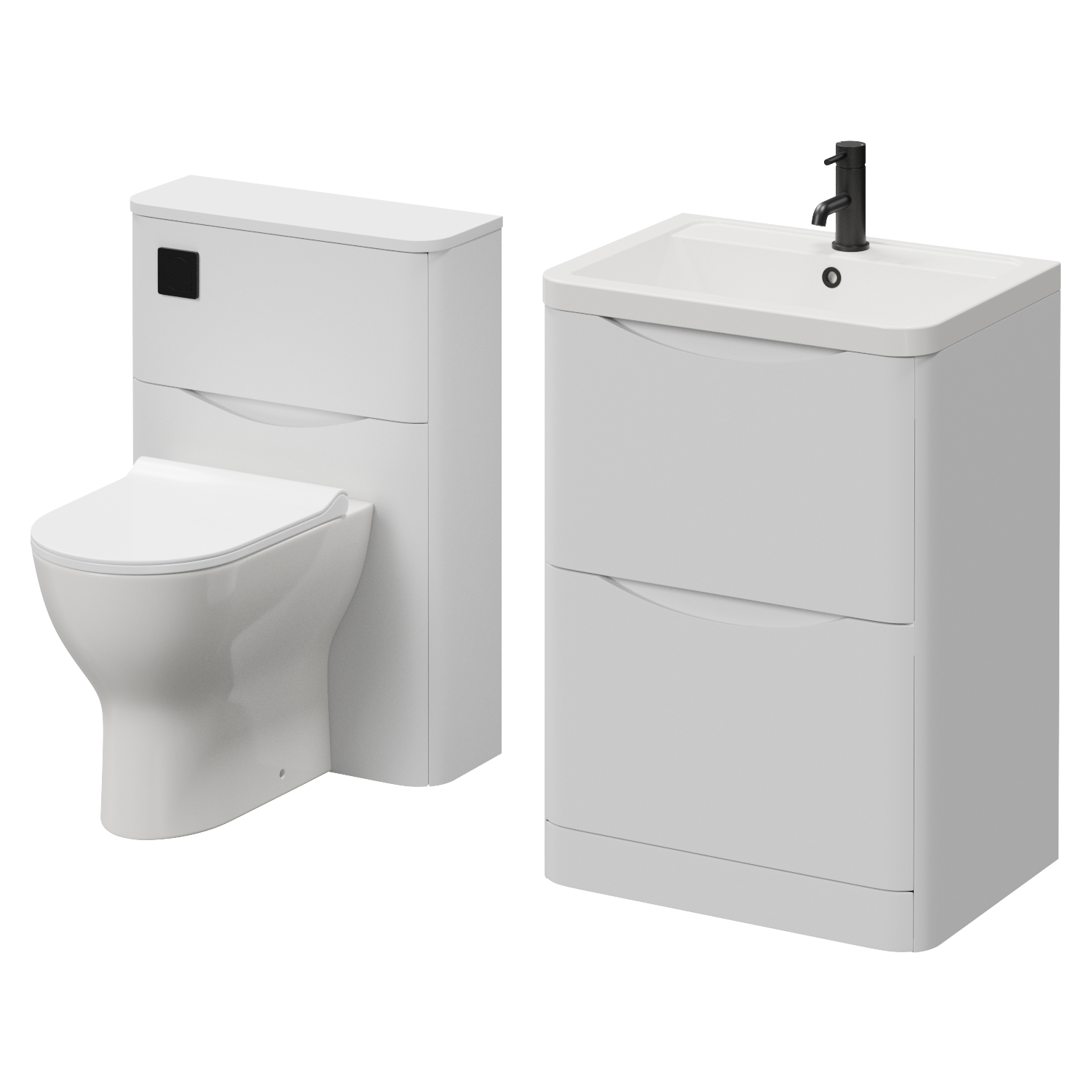 Vela 460 2 Drawer Vanity Unit and Toilet Suite with Anya Basin