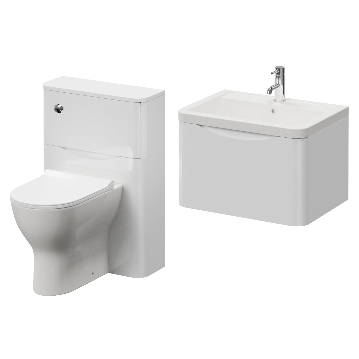 Vela 460 Wall Mounted Single Drawer Vanity Unit and Toilet Suite with Anya Basin