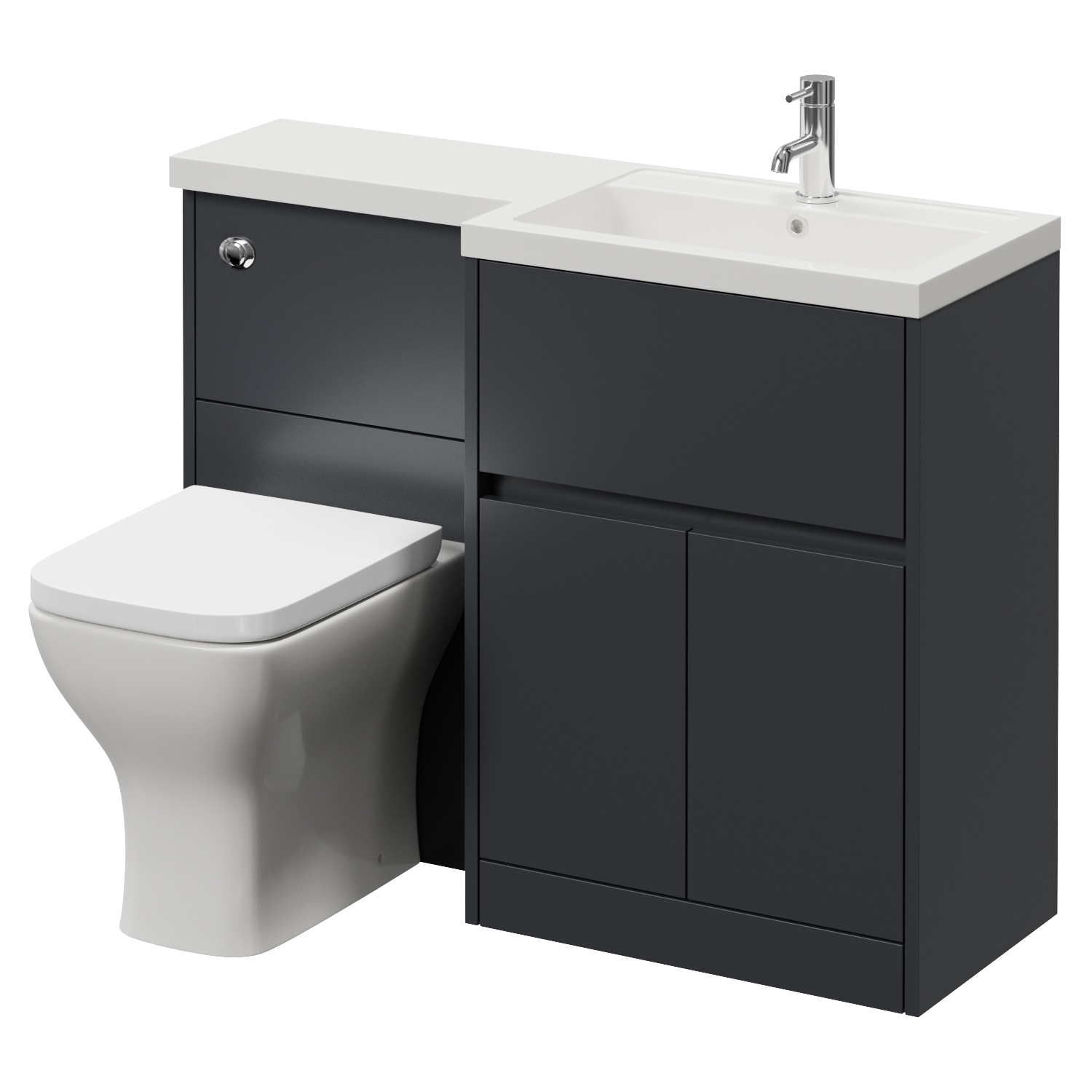 Montego Combination 2 Door 1 Drawer Vanity Unit Toilet Suite with Right Hand Square Lucia Basin