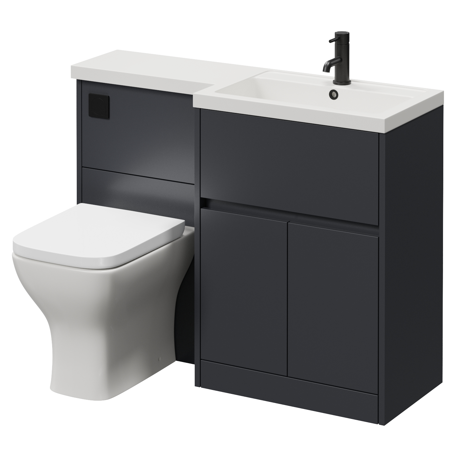 Montego Combination 2 Door 1 Drawer Vanity Unit Toilet Suite with Right Hand Square Lucia Basin