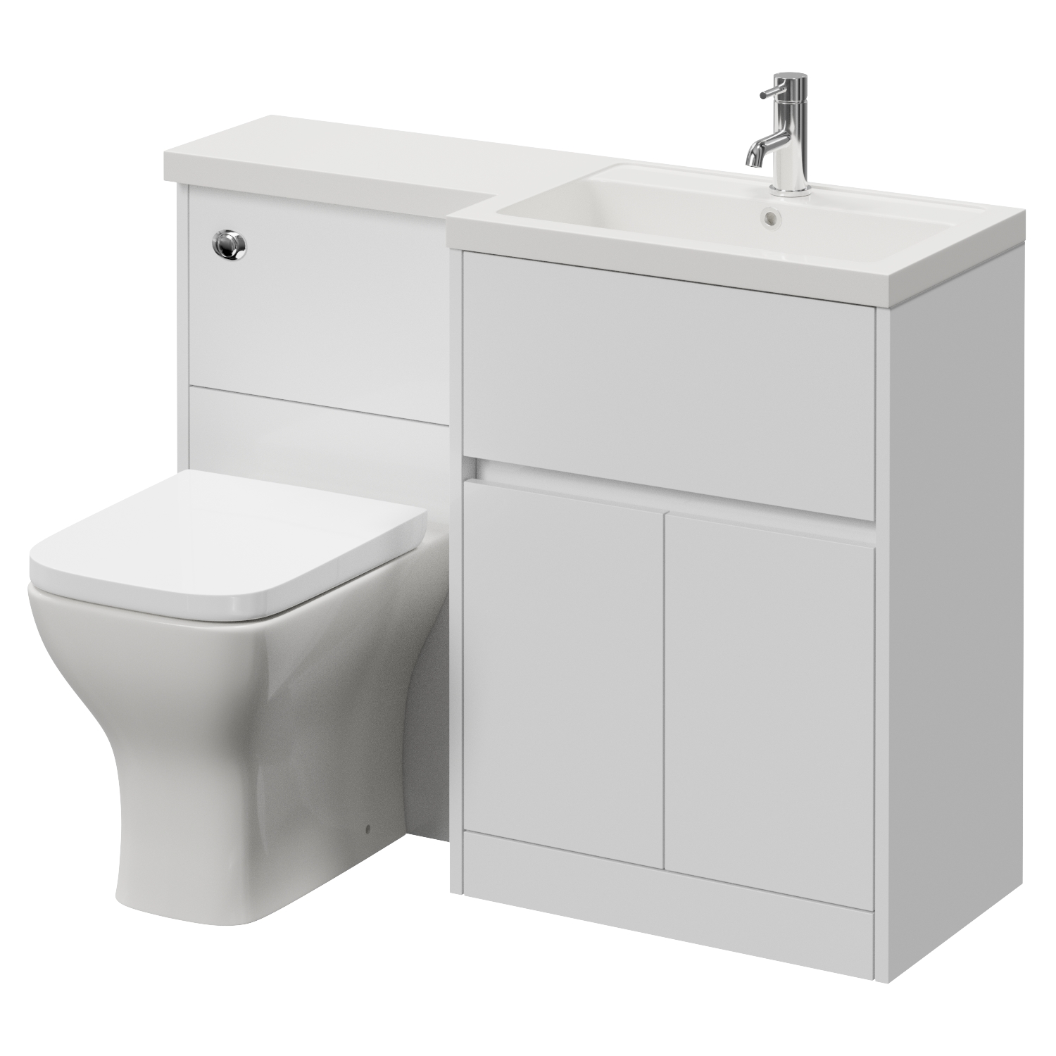 Montego Combination 2 Door 1 Drawer Vanity Unit Toilet Suite with Right Hand Square Lucia Basin