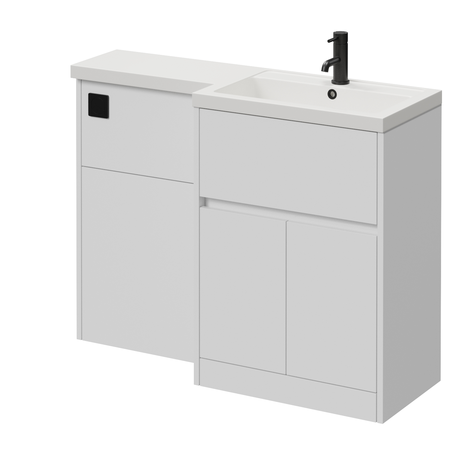 Montego Combination 2 Door 1 Drawer Vanity Unit Toilet Suite with Right Hand Square Lucia Basin