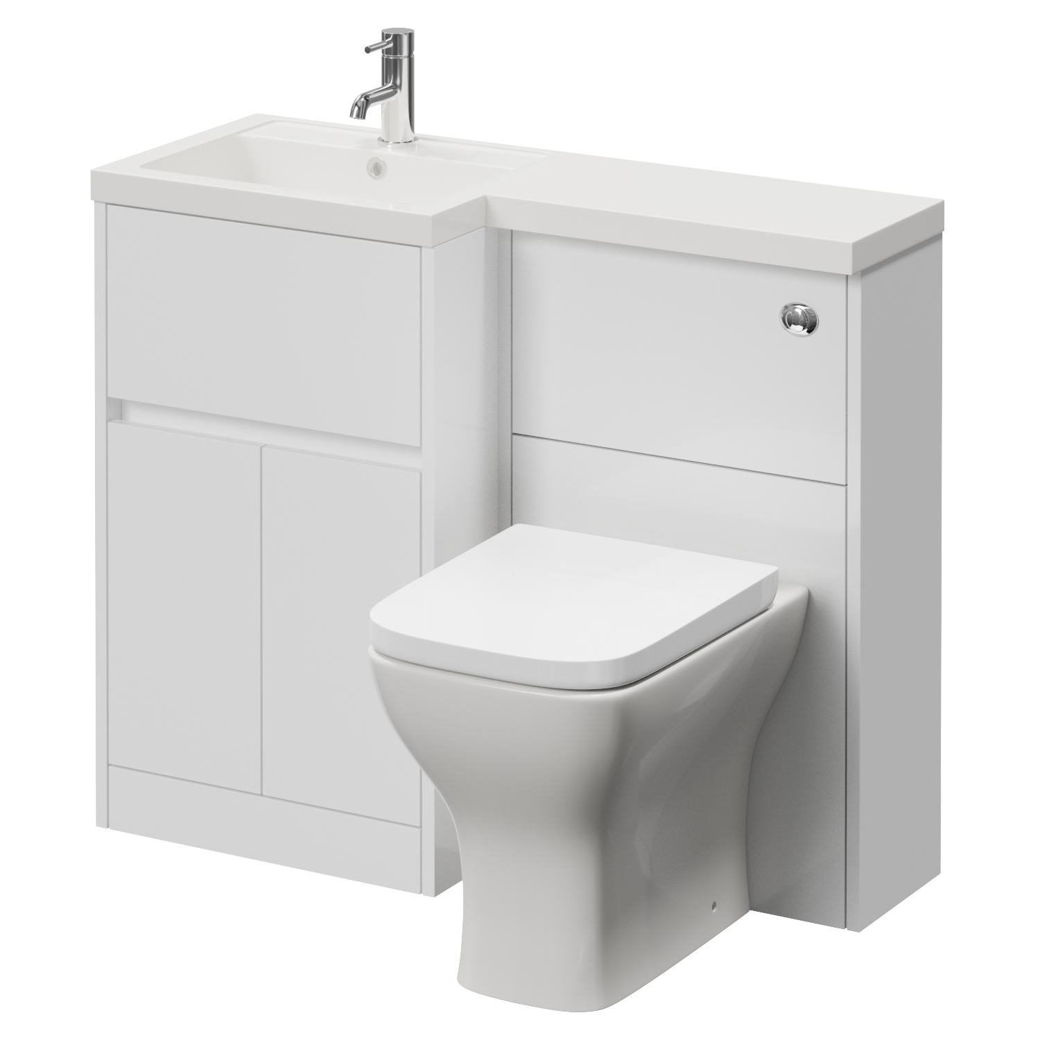 Montego Combination 2 Door 1 Drawer Vanity Unit Toilet Suite with Left Hand Square Lucia Basin