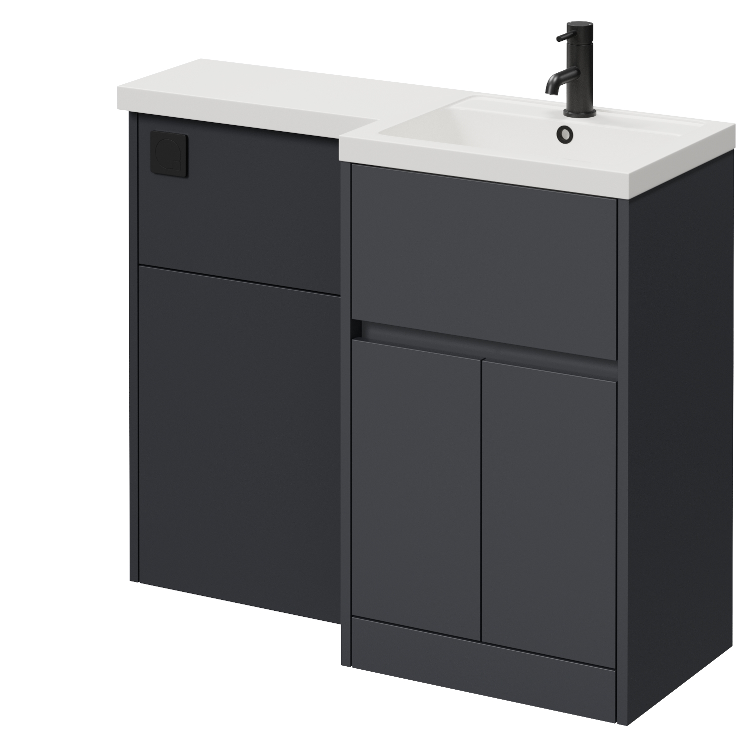 Montego Combination 2 Door 1 Drawer Vanity Unit Toilet Suite with Right Hand Square Lucia Basin