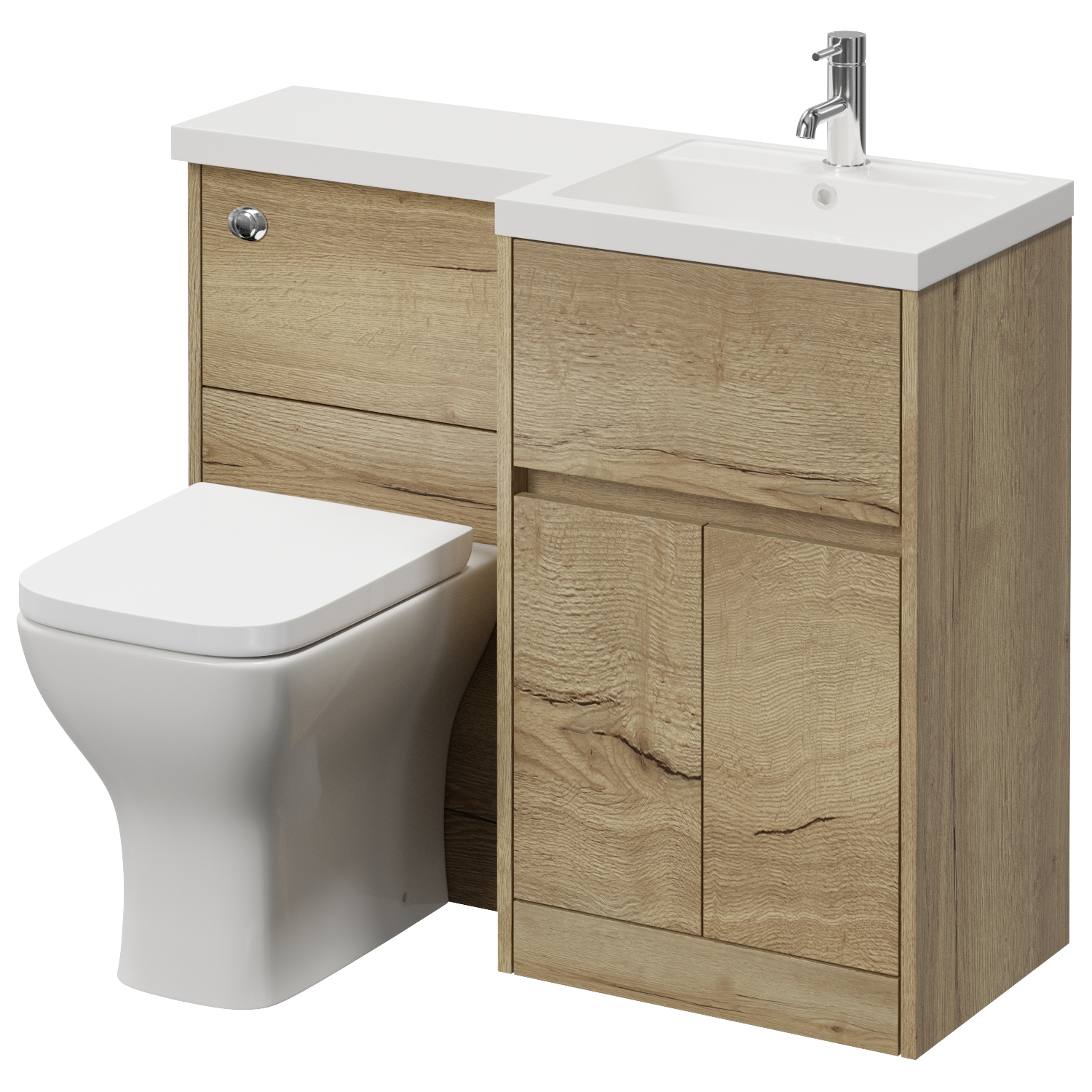 Montego Combination 2 Door 1 Drawer Vanity Unit Toilet Suite with Right Hand Square Lucia Basin