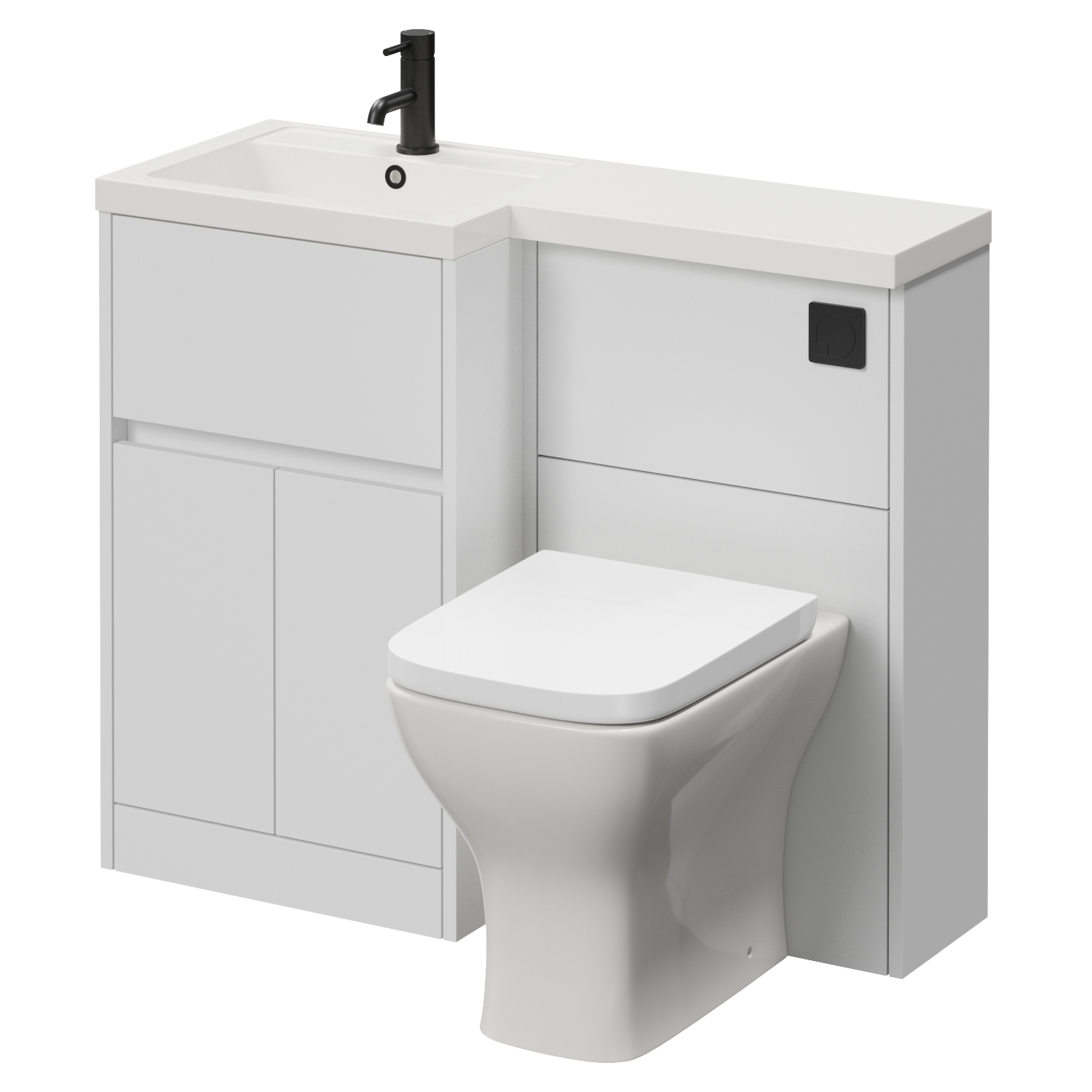 Montego Combination 2 Door 1 Drawer Vanity Unit Toilet Suite with Left Hand Square Lucia Basin