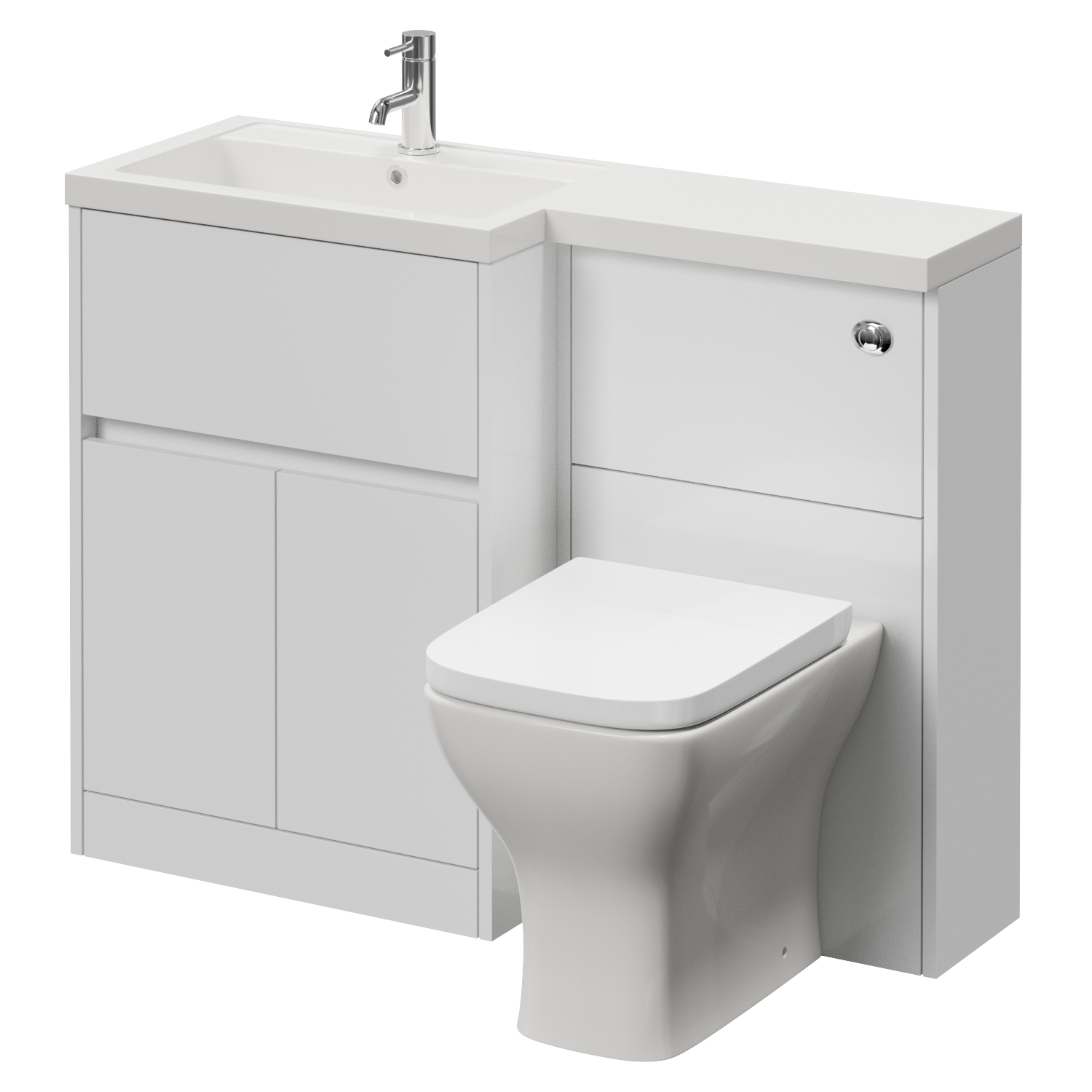 Montego Combination 2 Door 1 Drawer Vanity Unit Toilet Suite with Left Hand Square Lucia Basin