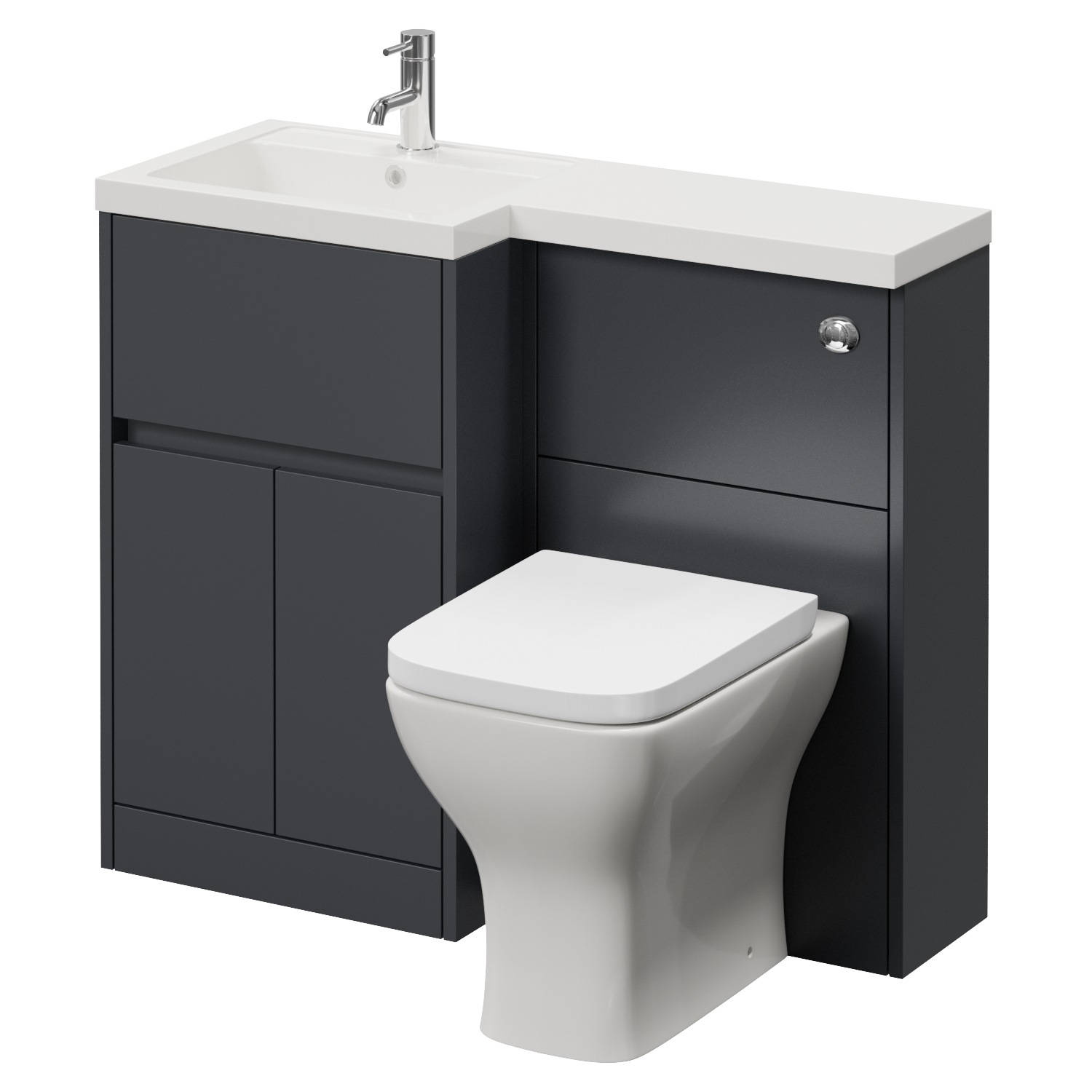 Montego Combination 2 Door 1 Drawer Vanity Unit Toilet Suite with Left Hand Square Lucia Basin