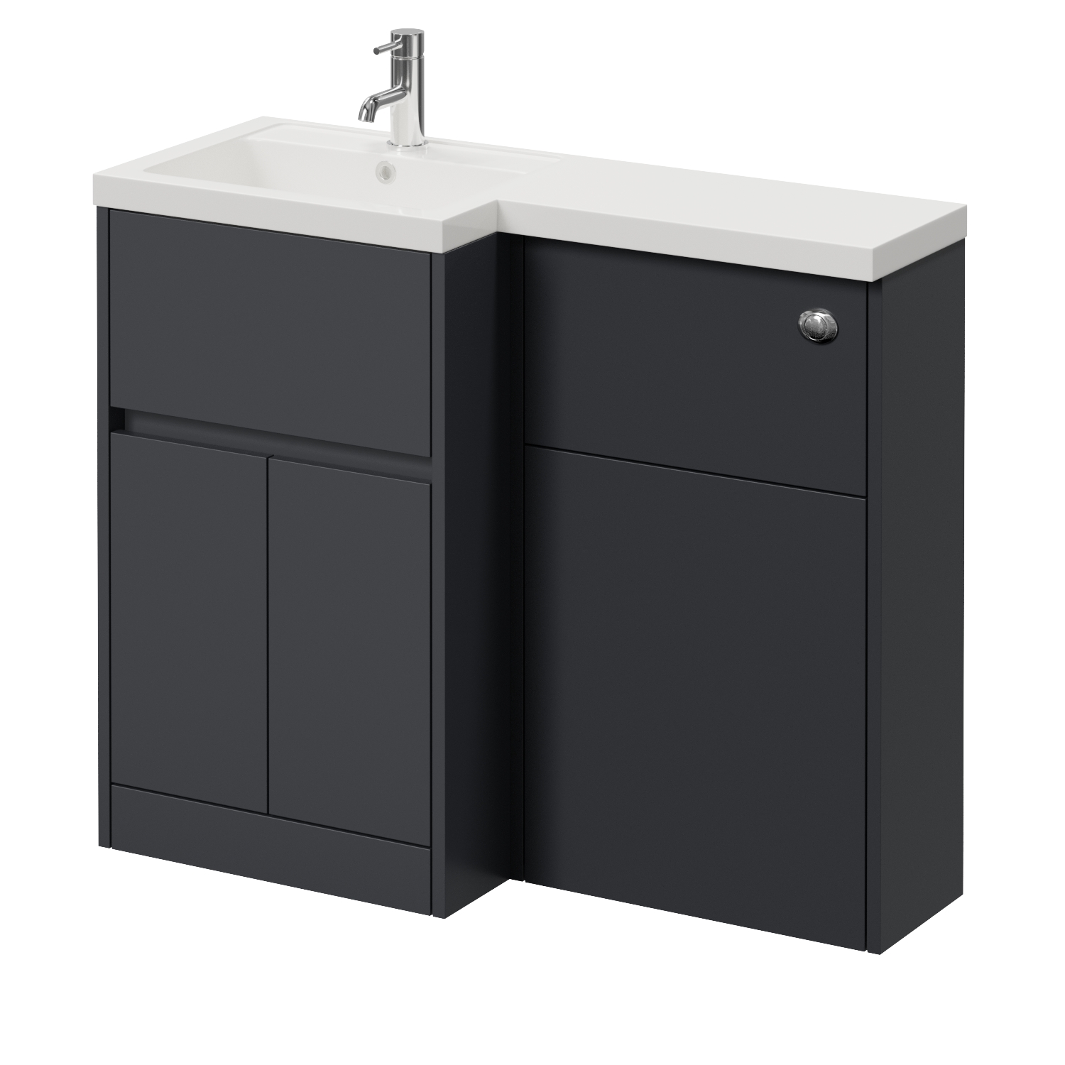 Montego Combination 2 Door 1 Drawer Vanity Unit Toilet Suite with Left Hand Square Lucia Basin