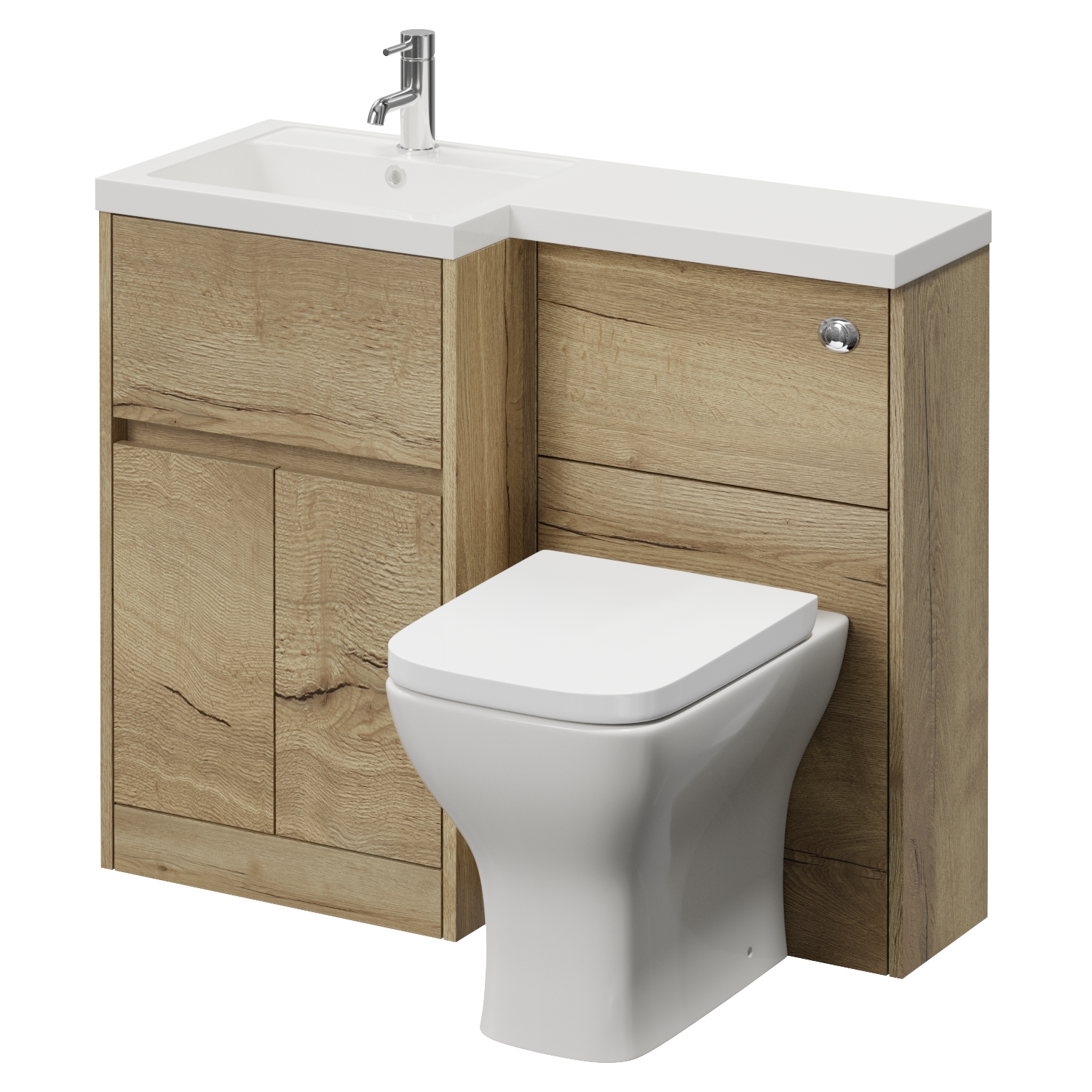 Montego Combination 2 Door 1 Drawer Vanity Unit Toilet Suite with Left Hand Square Lucia Basin