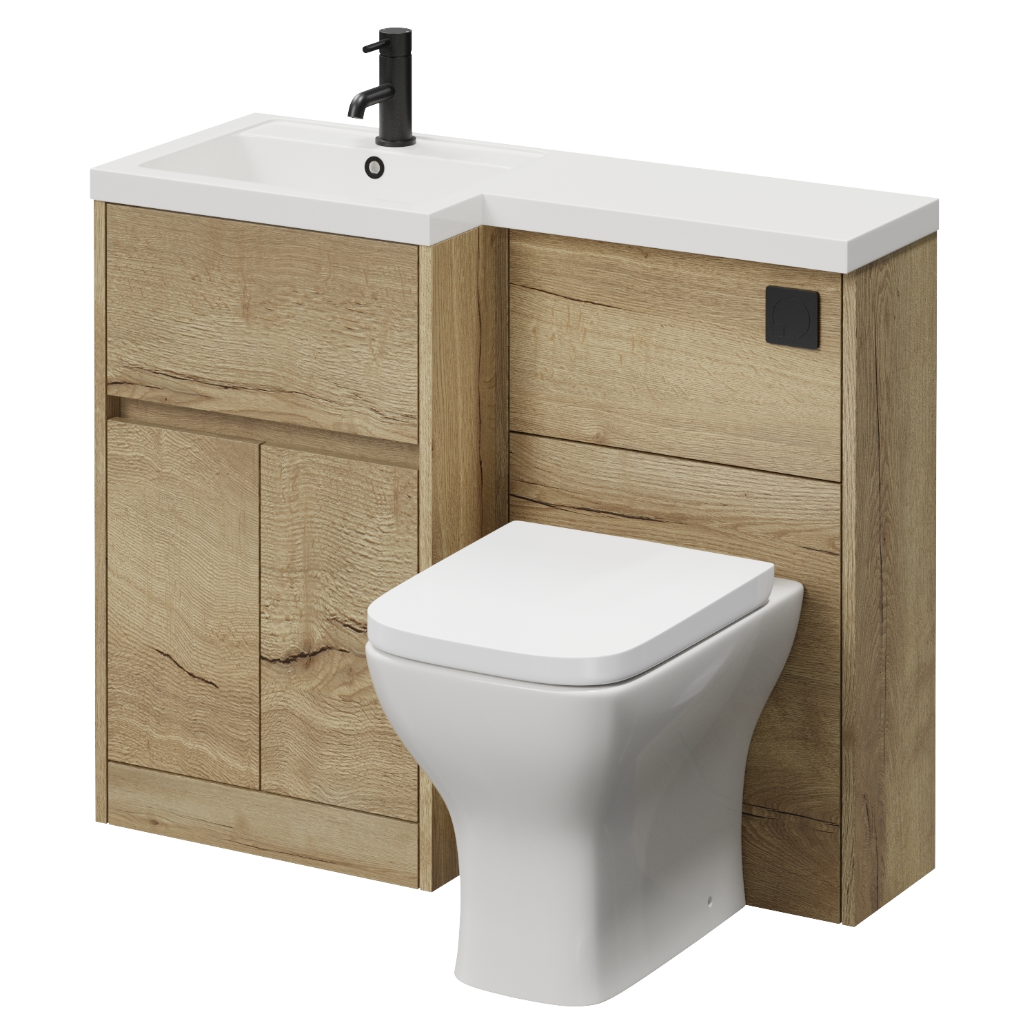 Montego Combination 2 Door 1 Drawer Vanity Unit Toilet Suite with Left Hand Square Lucia Basin